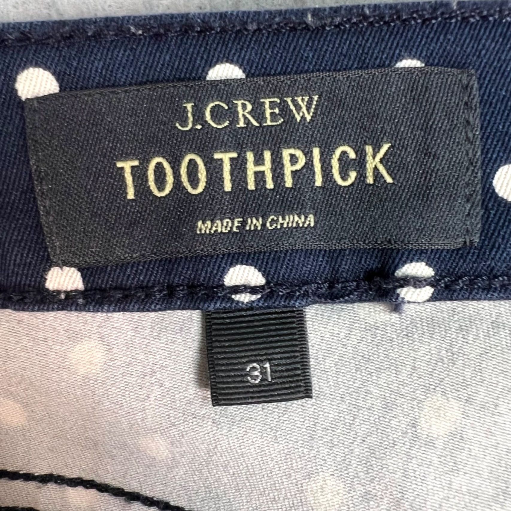 J.Crew J.Crew Toothpick Polka Dot Skinny Jeans Size 31 Blue & White Cotton Blend Womens Size 24" / US 00 / IT 34 - 3 Thumbnail
