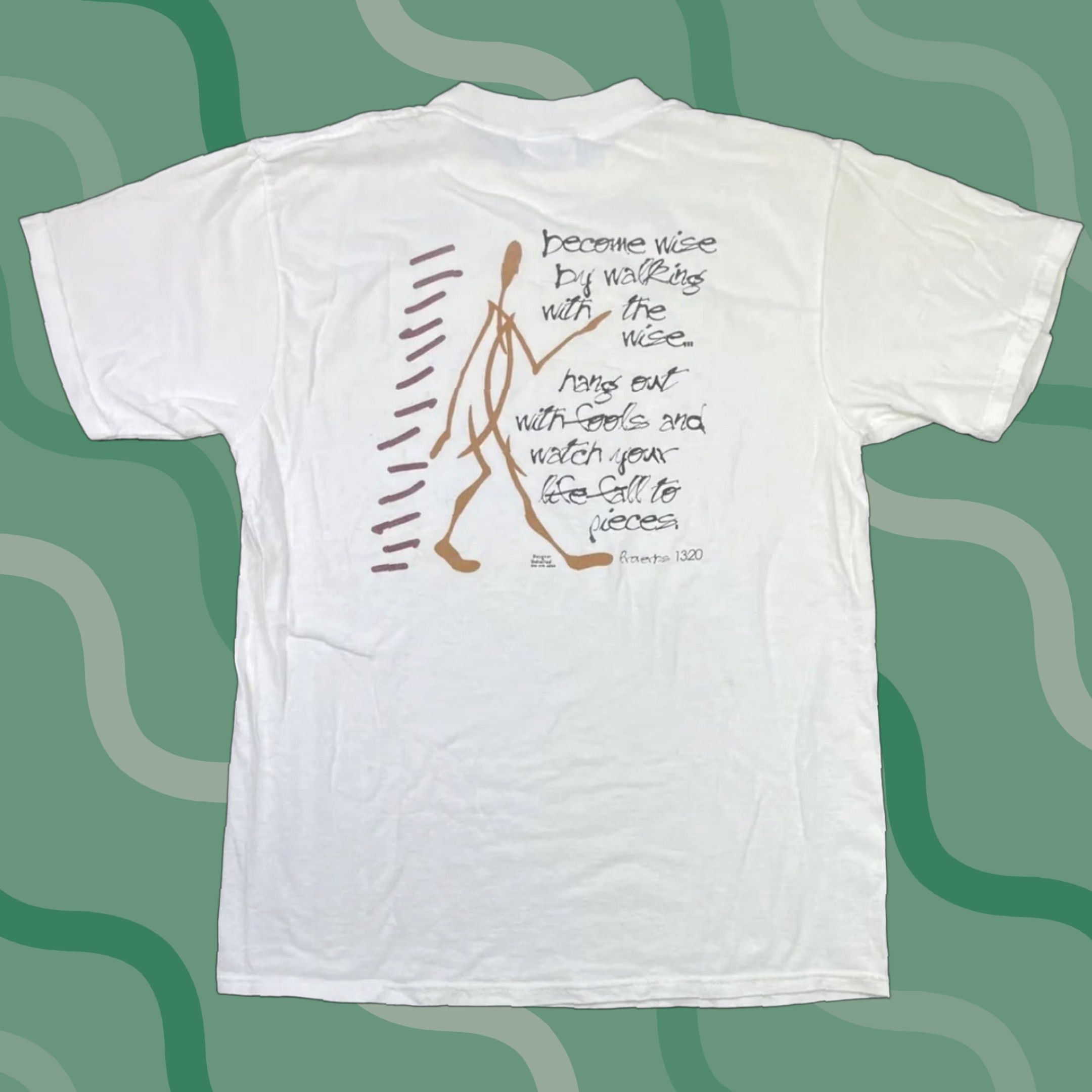 Tultex VINTAGE Tultex 90s T-Shirt Mens L White Graphic Jesus God Religion Walk With The Wise USA Size US L / EU 52-54 / 3 - 1 Thumbnail