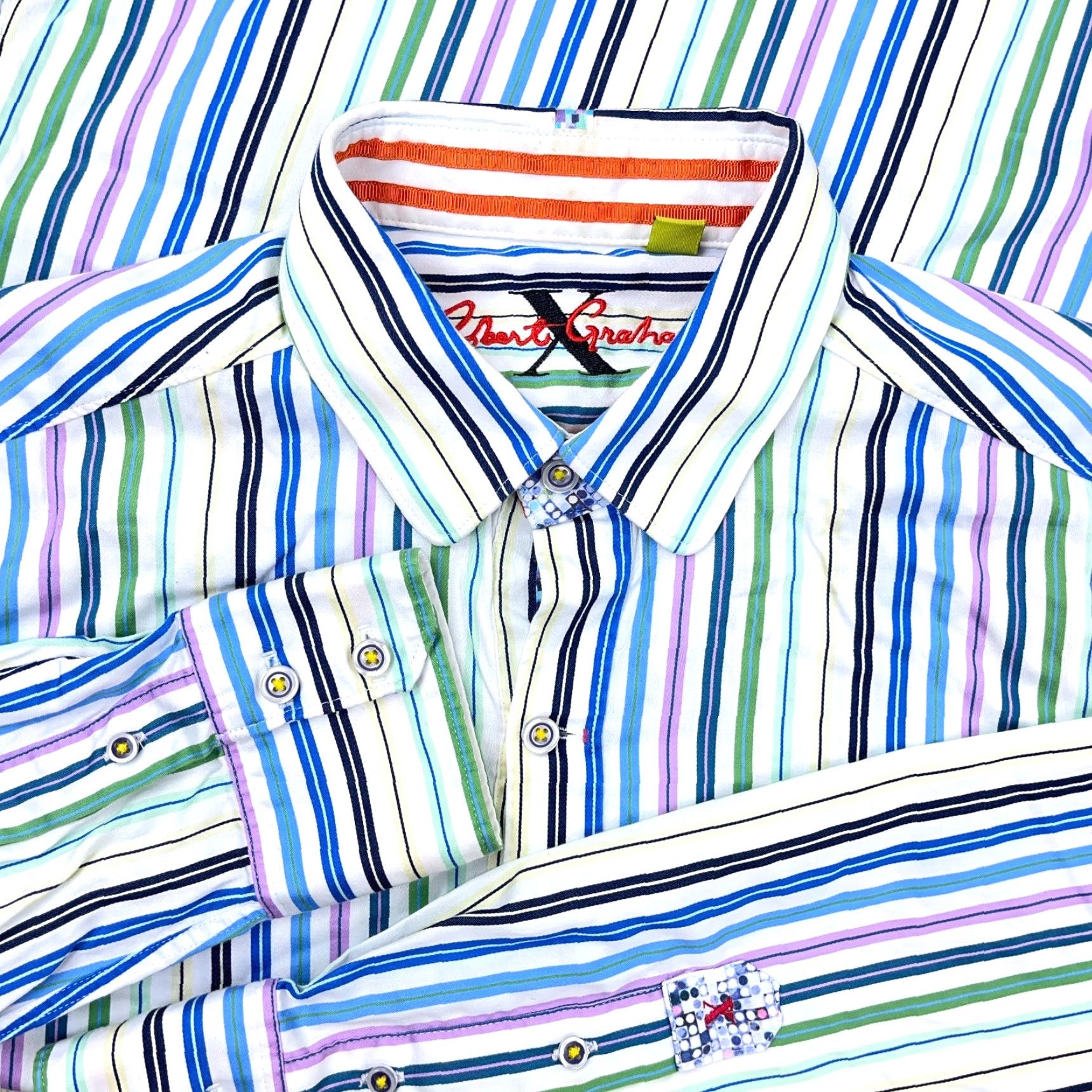 Robert Graham Robert Graham Button-Up Shirt Men Medium Multicolor Striped Casual Regular Fit Size US M / EU 48-50 / 2 - 2 Thumbnail