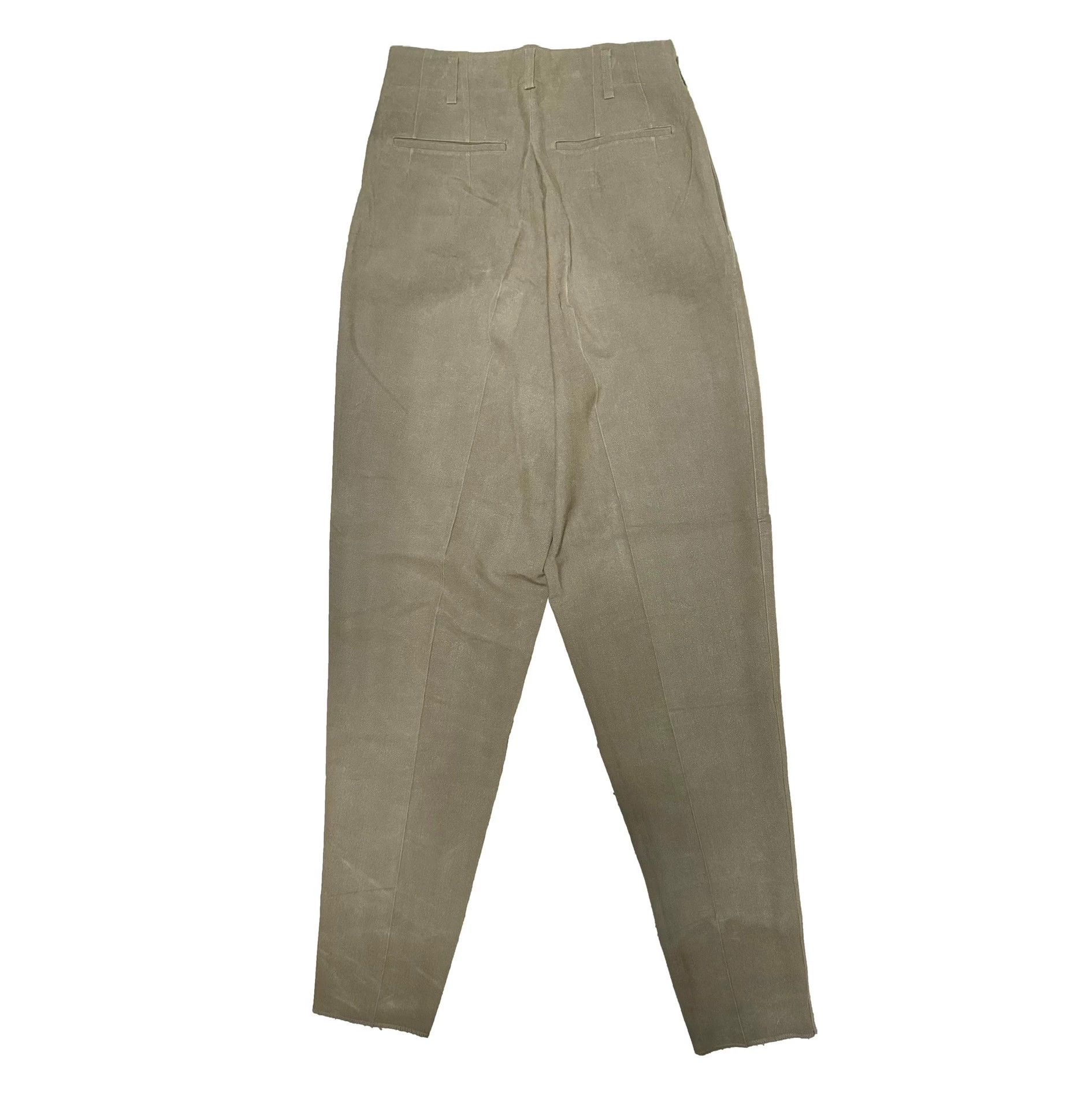 Yohji Yamamoto Yohji Yamamoto Khaki Silk Loose Tapered Pants Size US 30 / EU 46 - 2 Thumbnail