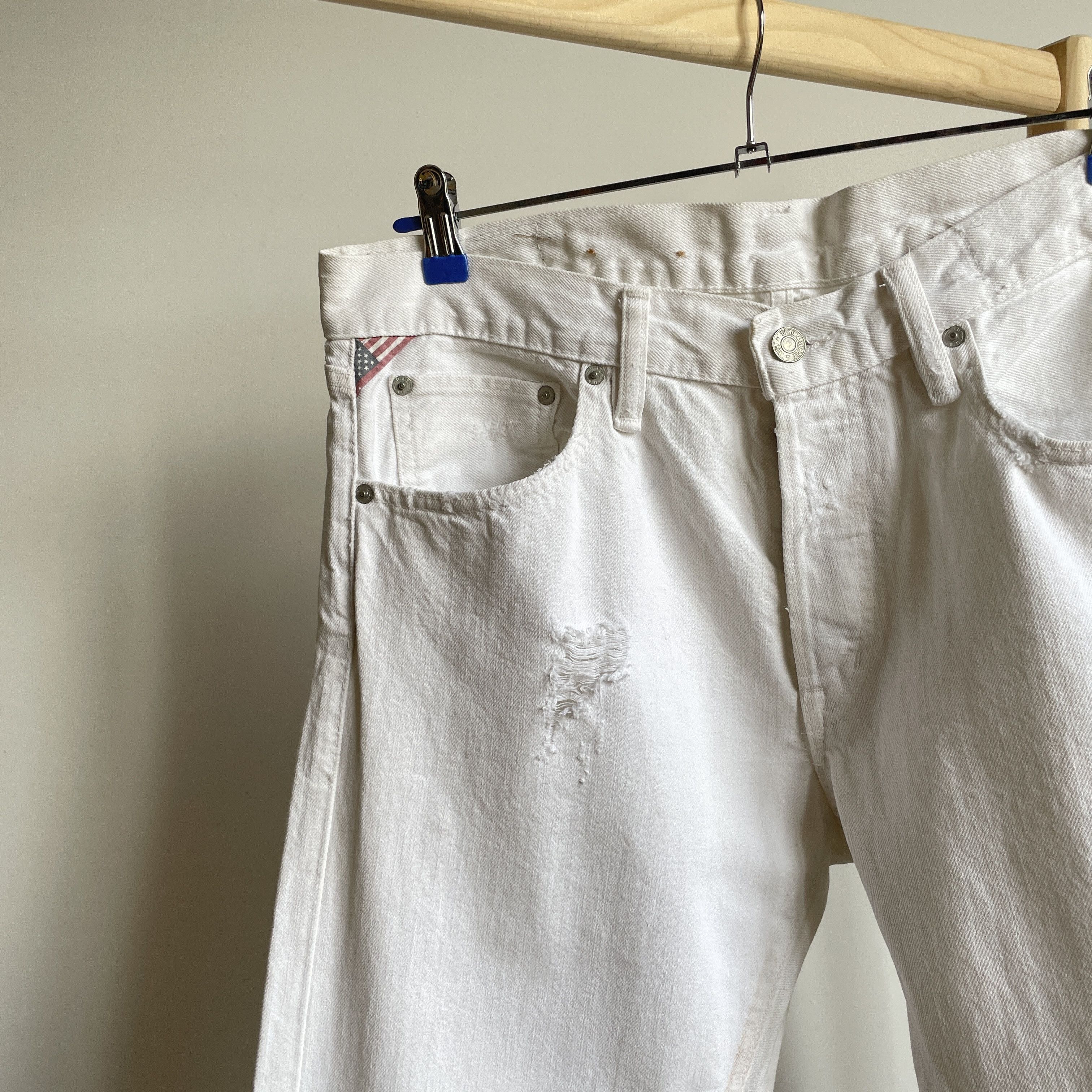 Denim & Supply Ralph Lauren Denim And Supply Ralph Lauren Distressed Slim White Denim Size US 33 - 6 Thumbnail