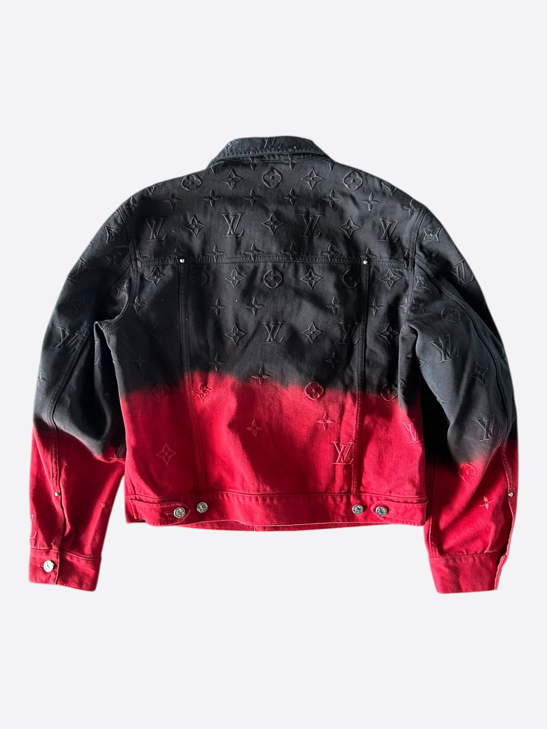 Louis Vuitton Black & Red Gradient Embroidered Monogram Denim Jacket Size US XL / EU 56 / 4 - 2 Thumbnail