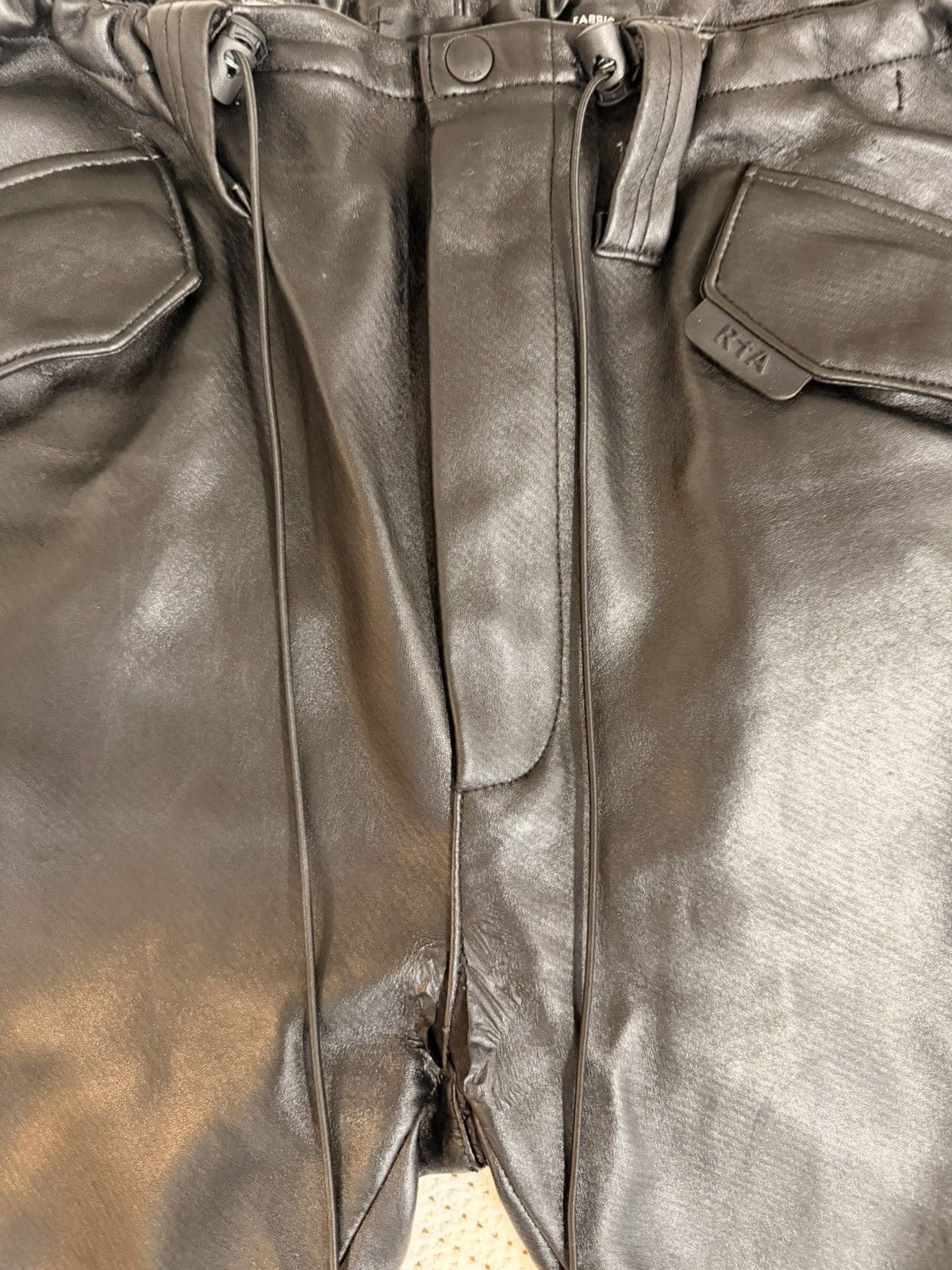 Rta RTA Black Faux Leather Cargo Pants Size US 34 / EU 50 - 5 Thumbnail