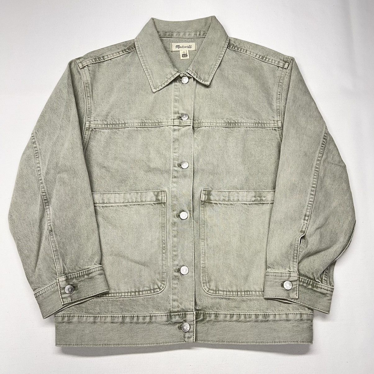 Madewell Madewell Jean Jacket Green Chore Denim Coat Faded Pockets Size M / US 6-8 / IT 42-44 - 1 Thumbnail