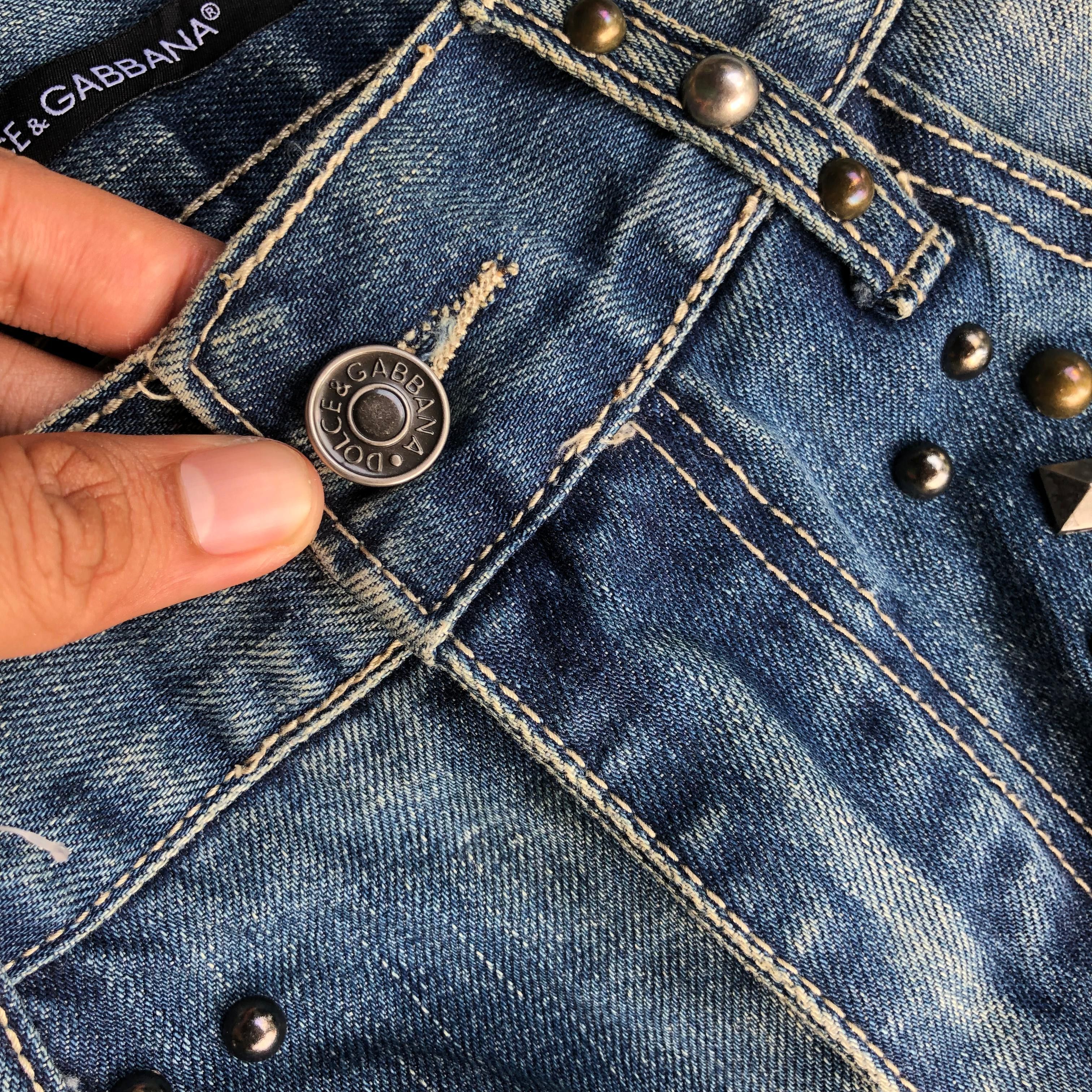 Dolce & Gabbana Dolce & Gabbana Studed Crushed Jeans Size US 34 / EU 50 - 4 Thumbnail