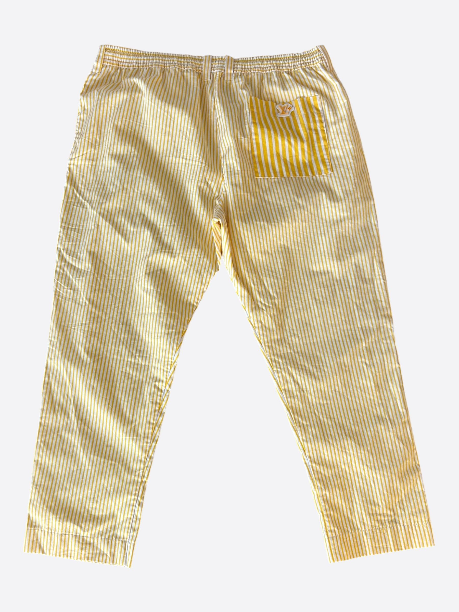 Louis Vuitton Louis Vuitton Yellow & White Striped Monogram Pants Size US 42 / EU 58 - 2 Thumbnail