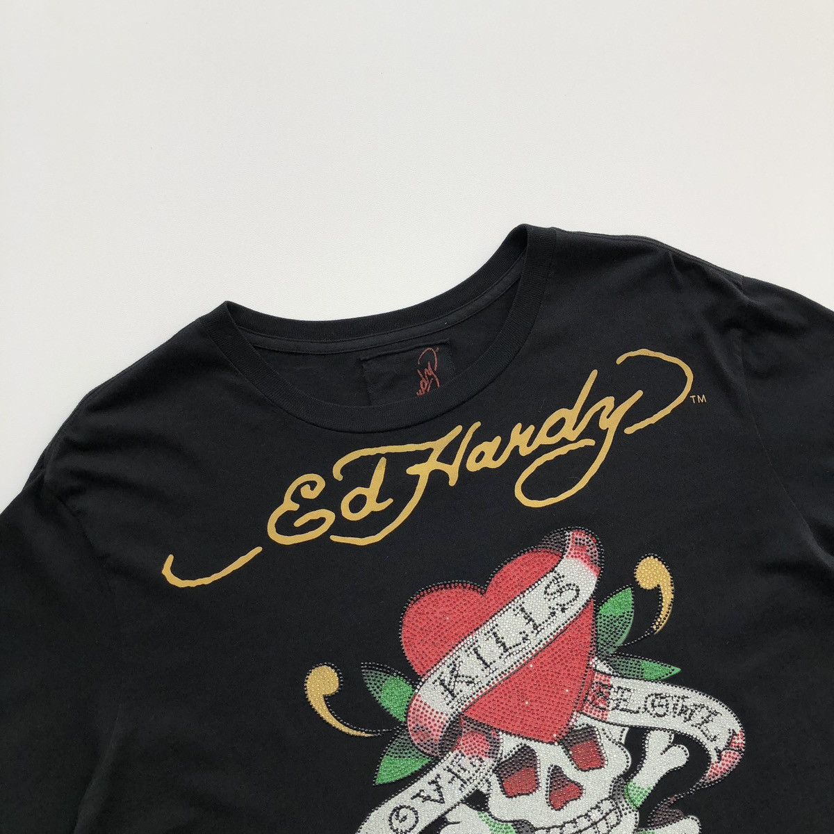 Ed Hardy Ed Hardy By Cristian Audigier Skull Glitters Vintage T-Shirt Size US XL / EU 56 / 4 - 2 Thumbnail