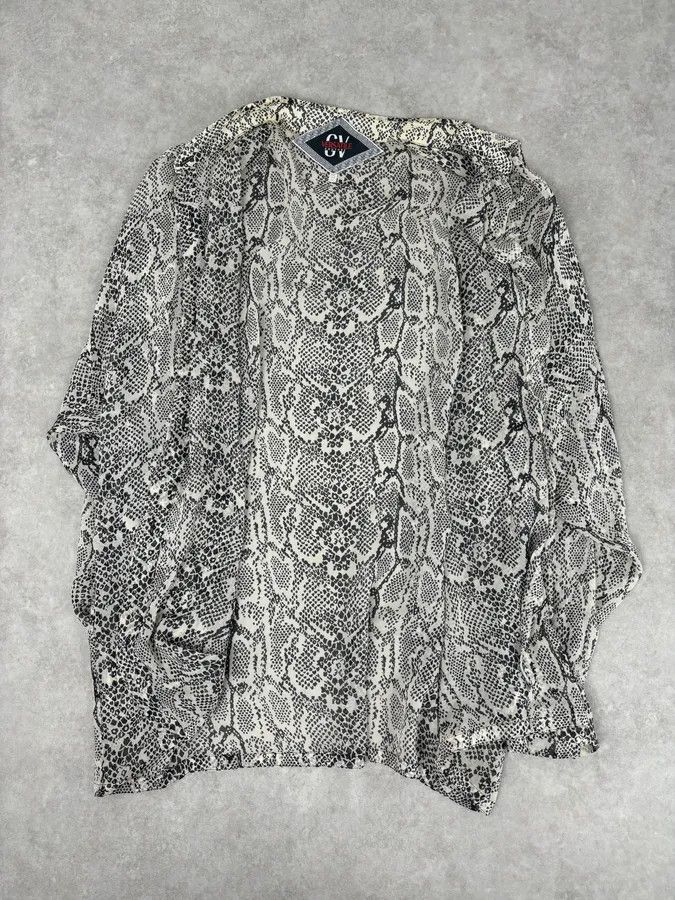 Versace Versace Jeans Grey Python Print Silk Shirt Size US L / EU 52-54 / 3 - 7 Thumbnail
