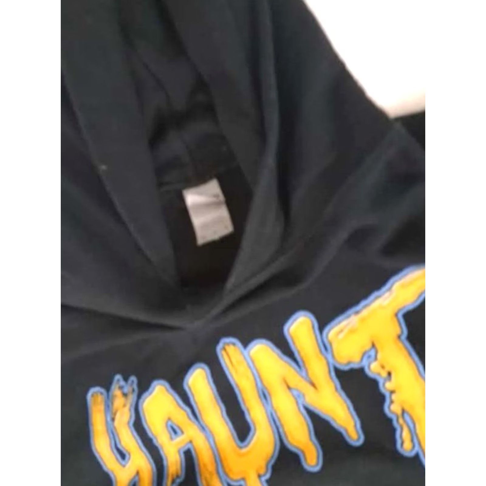Gildan VINTAGE Haunt Scarecrow Cedar Point Theme Ride Hooded Sweatshirt M Black Gildan Cotton Blend Canvas Women Roller Coaster 2000s Size M / US 6-8 / IT 42-44 - 4 Thumbnail