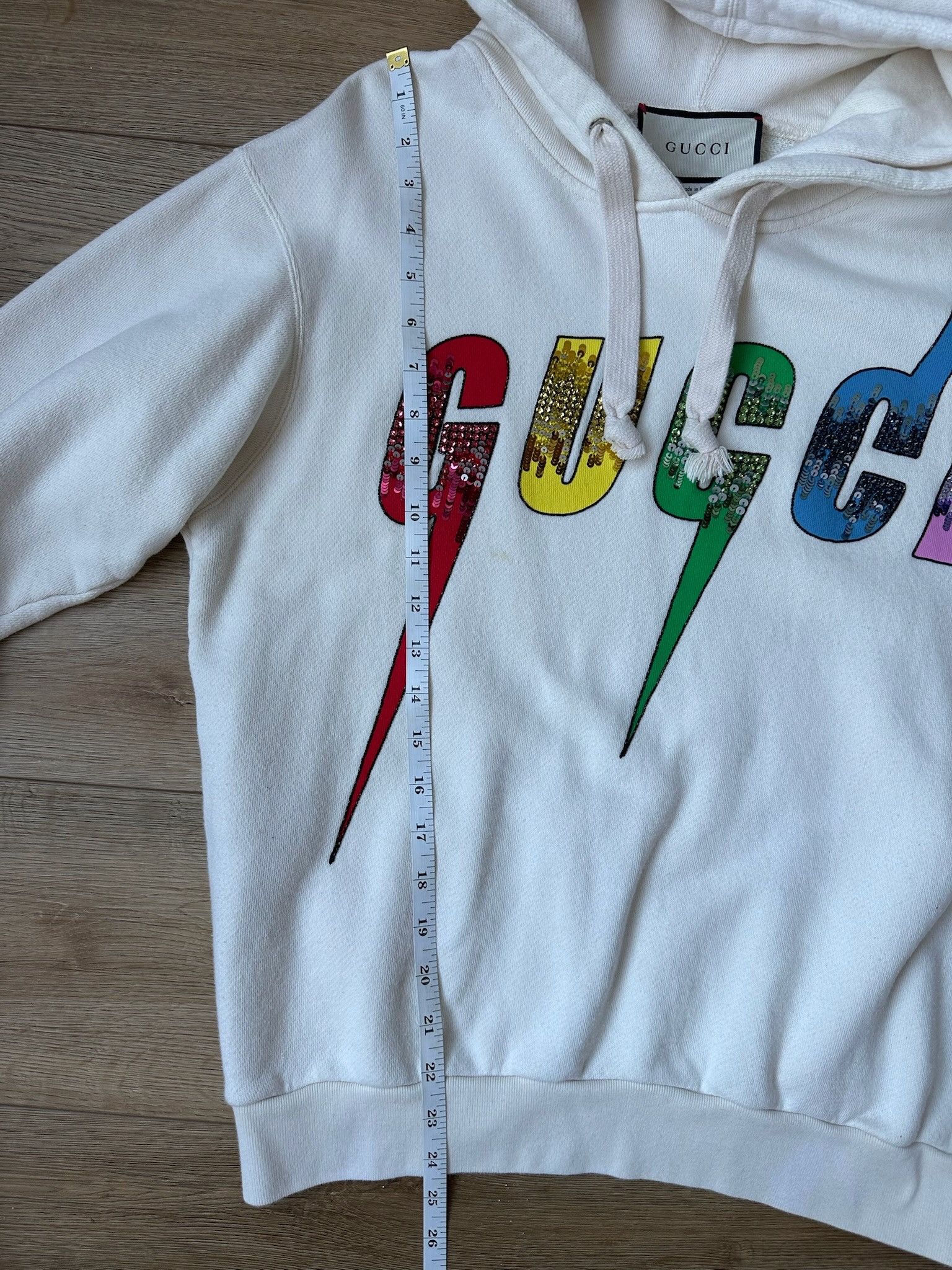 Gucci 🔥[SALE]🔥 Gucci Blade Logo And Sequins Tops White Hoodie Size XS / US 0-2 / IT 36-38 - 5 Thumbnail