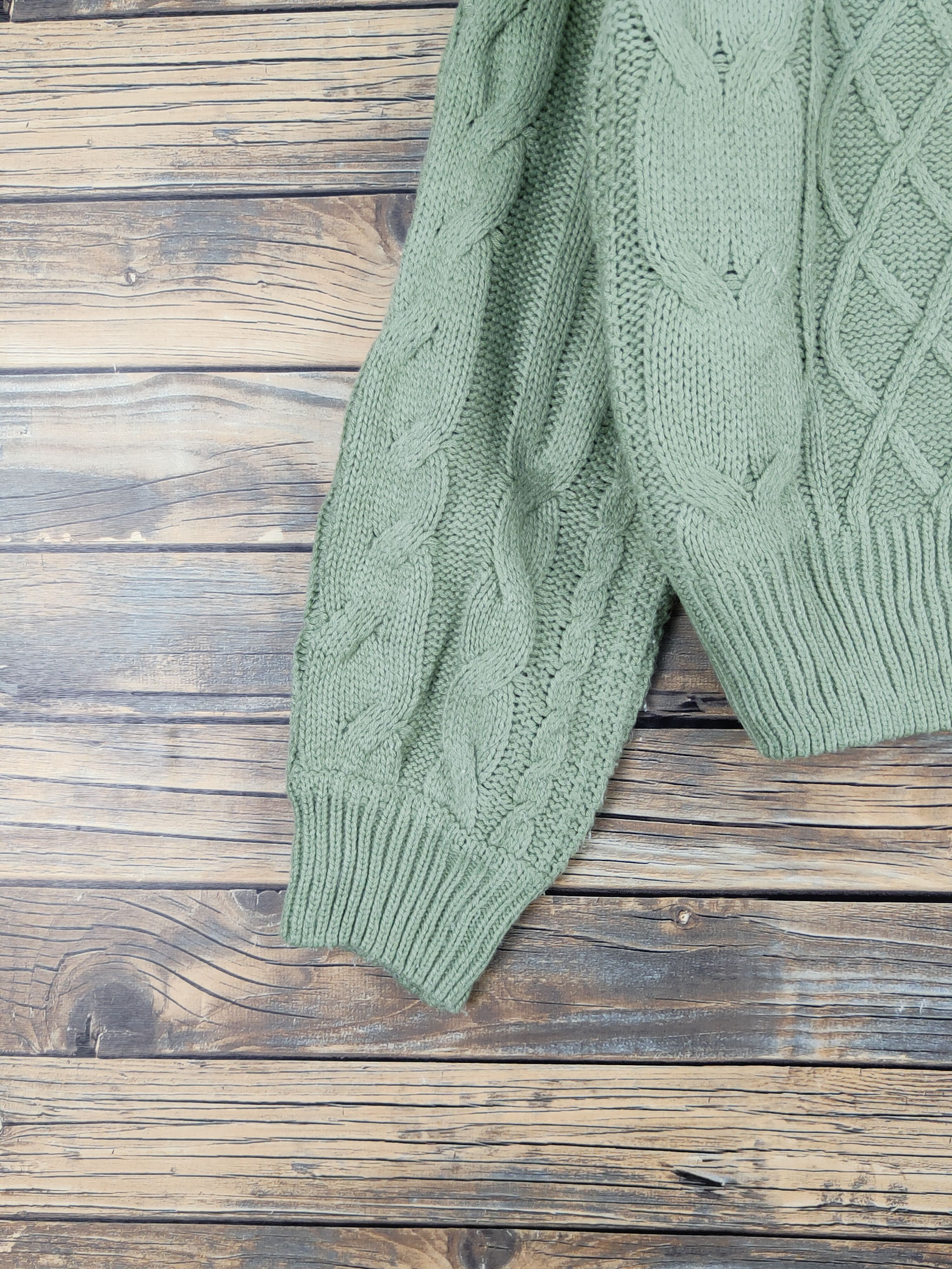Aran Isles Knitwear × Japanese Brand × Vintage Ray Cassin Green cable Knitwear Cardigan #W1152 Size M / US 6-8 / IT 42-44 - 4 Thumbnail