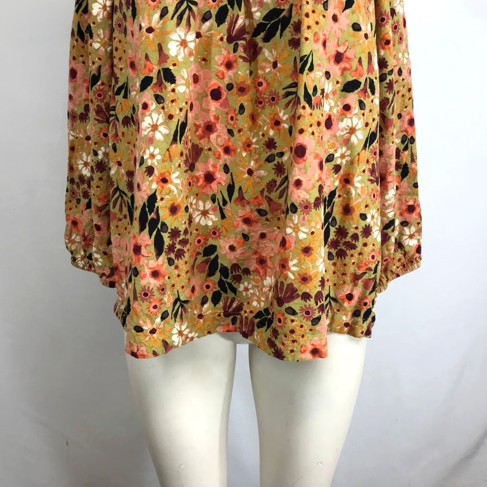 Vintage SONOMA Blouse Women XL Floral Print Smocked Neck Off Shoulder Long Sleeve Size XL / US 12-14 / IT 48-50 - 3 Thumbnail