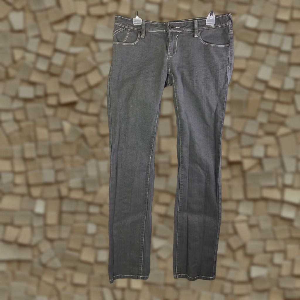 Vintage Lu Lu Jeans Low Rise Juniors Size 42 Black Denim Jeans Women Skinny Regular Rise 6.5-8.5 In Zip Cotton Denim Black Vintage: No Size 28" / US 6 / IT 42 - 1 Thumbnail