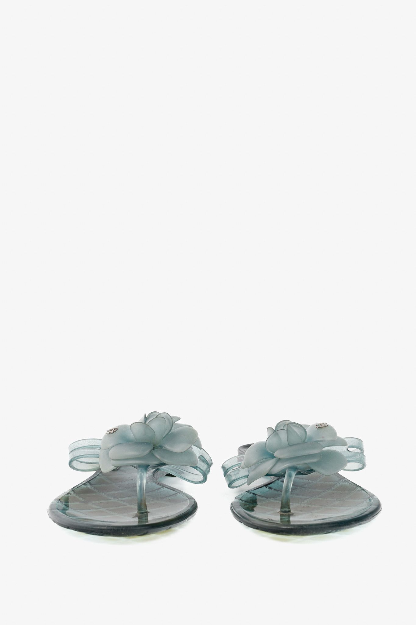Chanel Chanel Green Metallic Jelly Camellia Thong Sandals Size US 7.5 / IT 37.5 - 3 Thumbnail