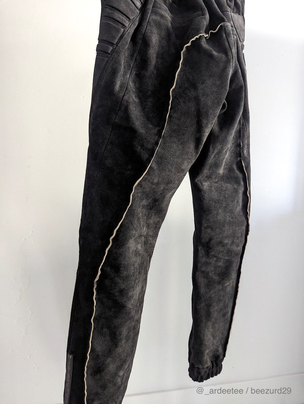 Rick Owens 💥UNRELEASED FW22 METROJOGGERS REVERSED LEATHER STROBE Size US 32 / EU 48 - 6 Thumbnail