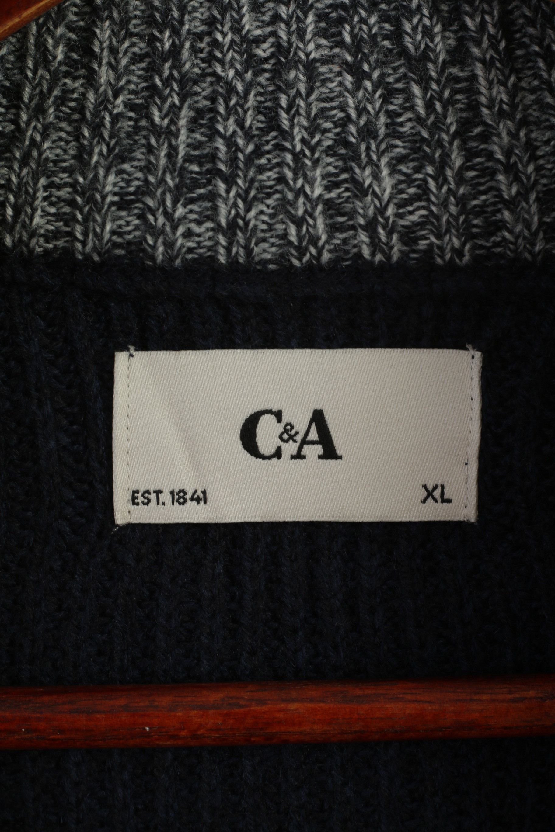 C&A C&A Men XL Jumper Navy Cotton Zip Neck 9696 Size US XL / EU 56 / 4 - 4 Thumbnail