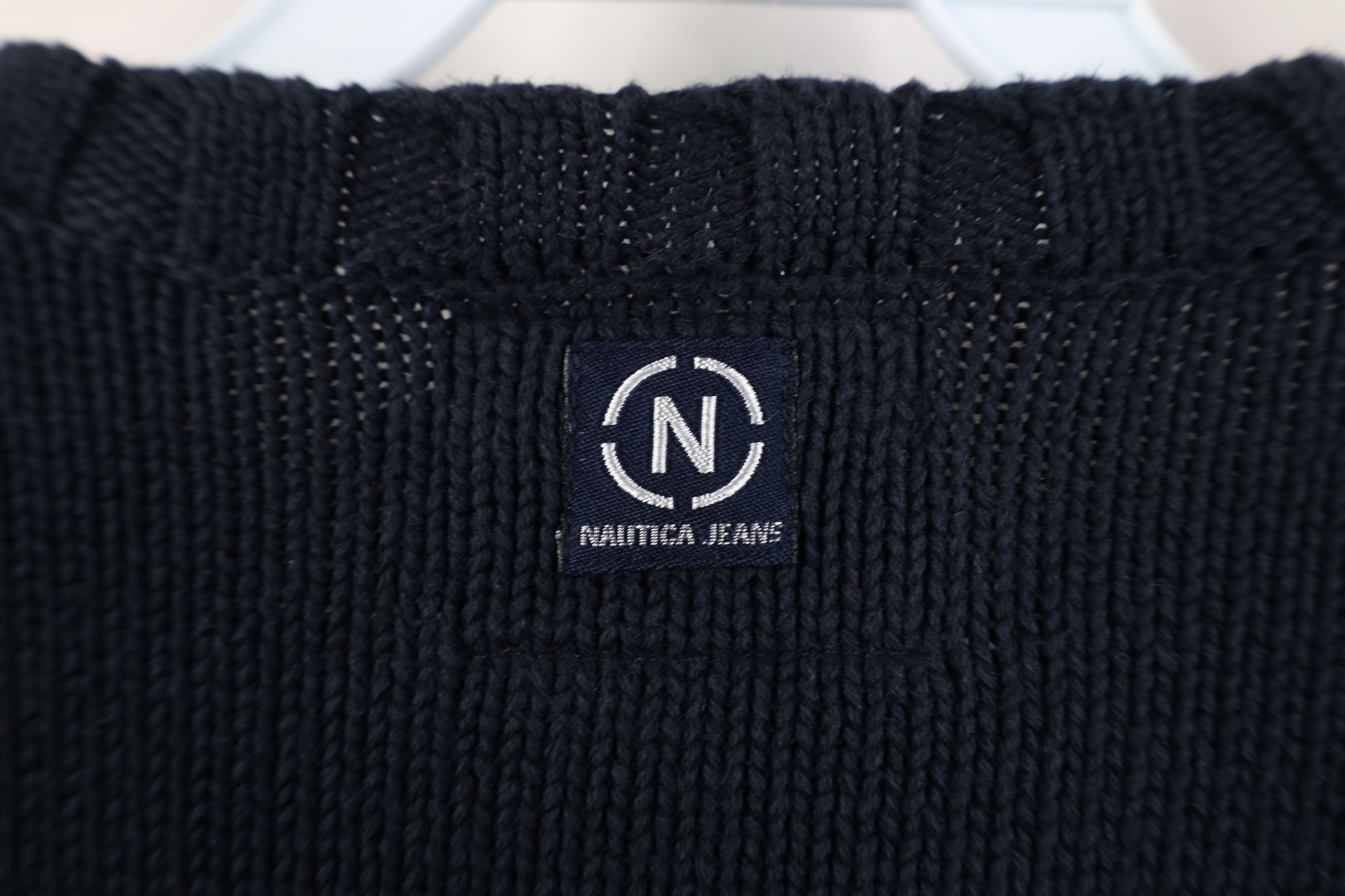 Nautica Vintage 90s Nautica Heavyweight Cotton Knit V-Neck Sweater Size US XL / EU 56 / 4 - 10 Thumbnail