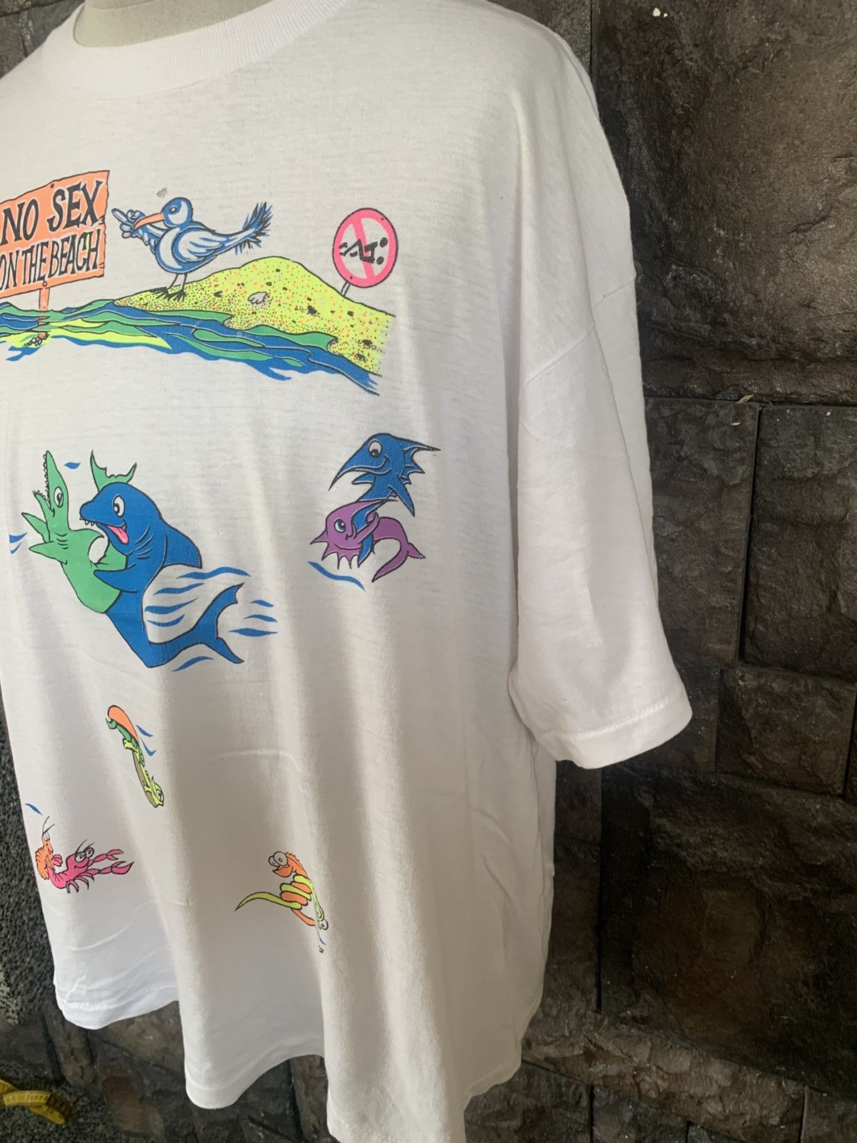 Vintage Vintage 90s Funny Graphics “No Sex On The Beach” T shirt Size US XL / EU 56 / 4 - 3 Thumbnail