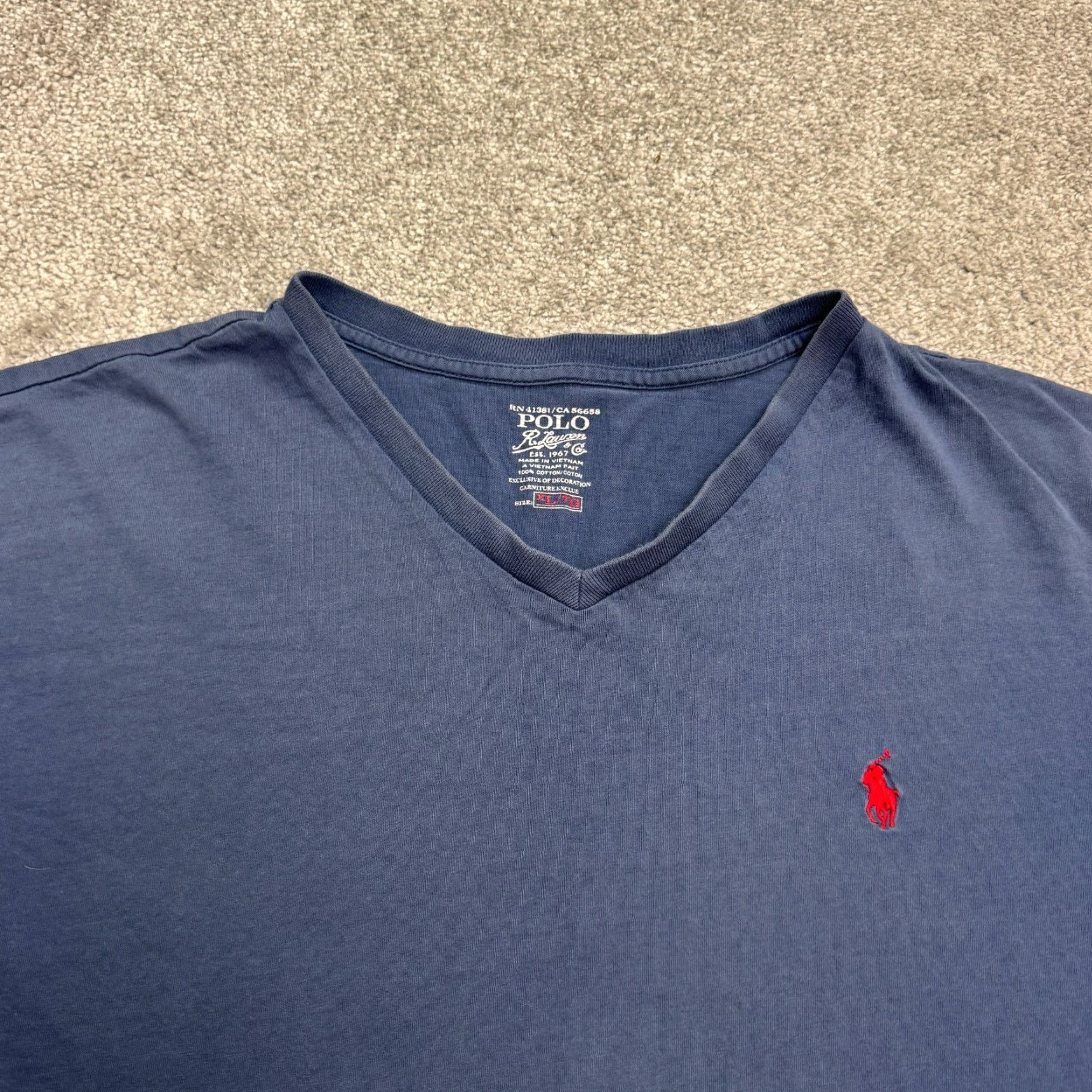 Polo Ralph Lauren VINTAGE Polo Ralph Lauren T-Shirt Mens XL Cotton Navy Blue Short Sleeve Casual Classic Size US XL / EU 56 / 4 - 4 Thumbnail