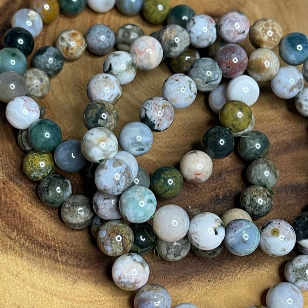 Other Ocean jasper beaded stretch bracelet ONE NEW reiki meditation crystal healing 8mm Size ONE SIZE - 3 Thumbnail