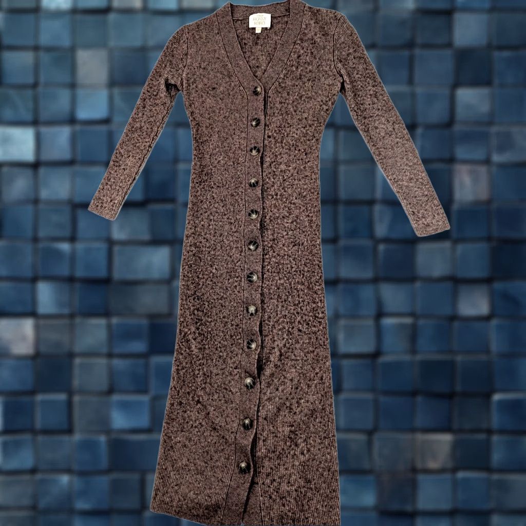 Ronny Kobo Torn by Ronny Kobo Cardigan Women S Wool Blend Long Brown Red Button / Oversized Knit Long Sleeve S Retail Womens Size S / US 4 / IT 40 - 1 Thumbnail