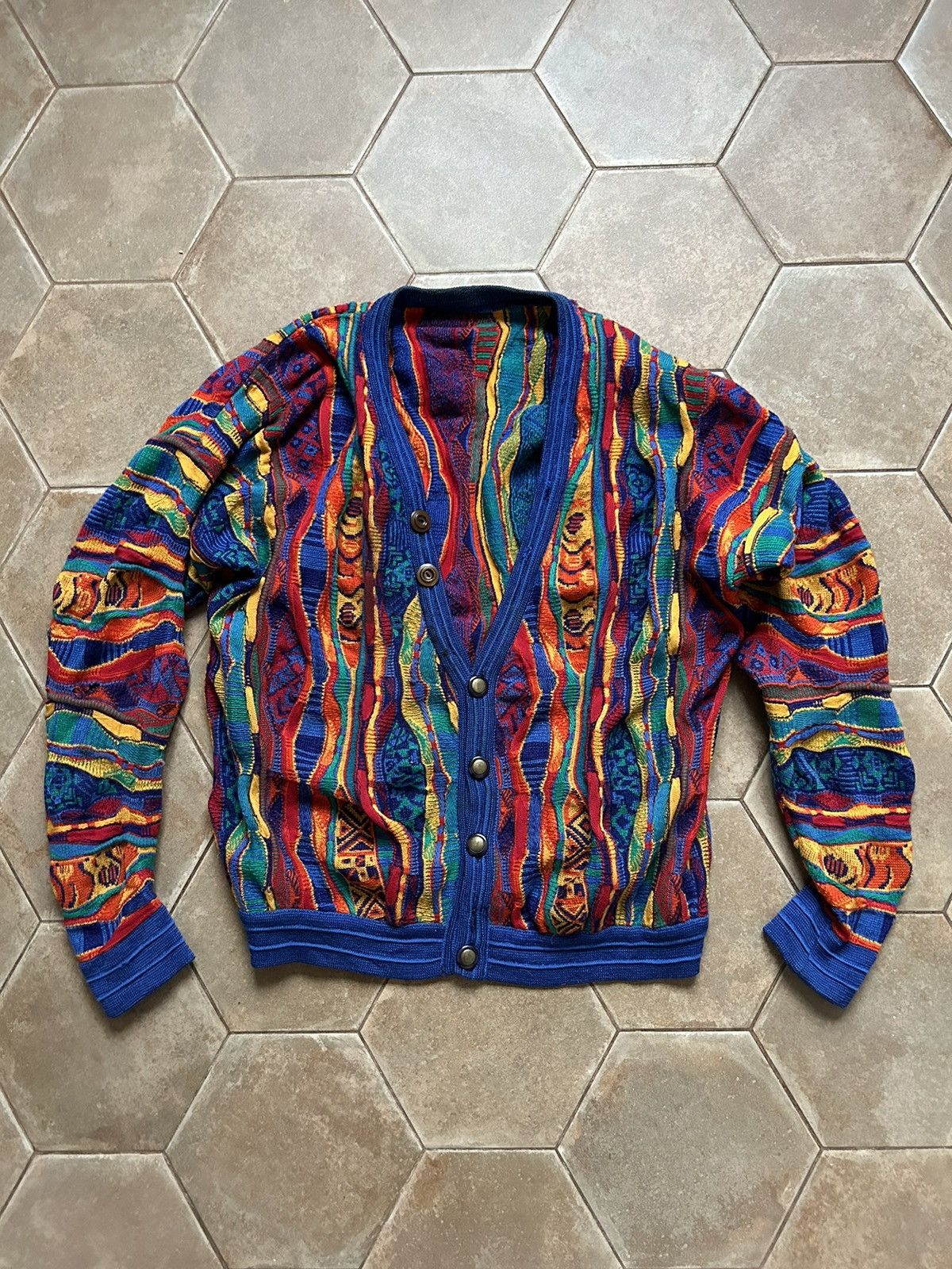 Coogi Vintage 90s Australia Navy hot Blue Sweater Mens Size XL F6