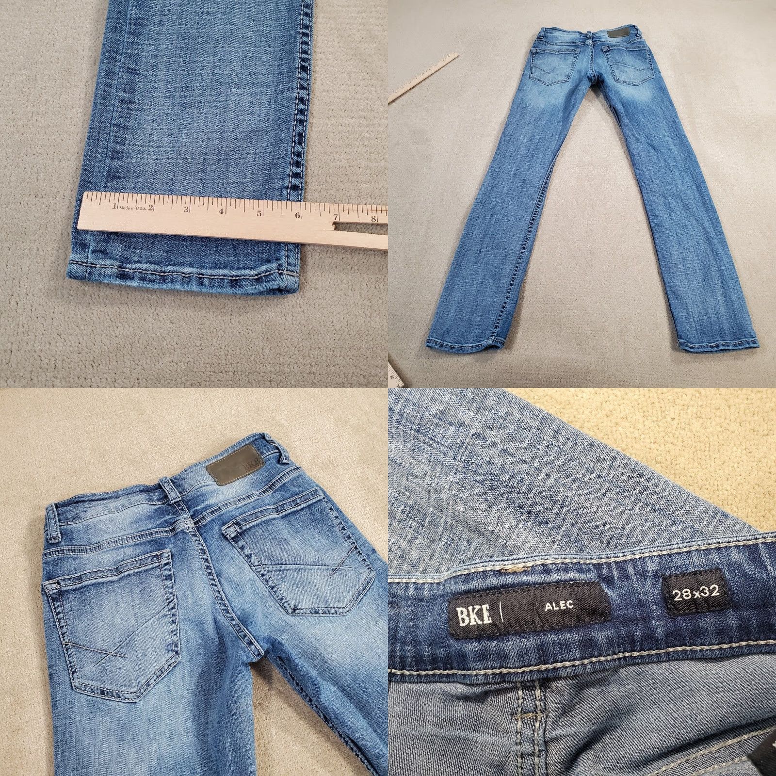 Vintage BKE Jeans Mens 28x32 Blue Alec Skinny Buckle Stretch Faded Medium Wash Denim Mens Size US 28 / EU 44 - 8 Thumbnail