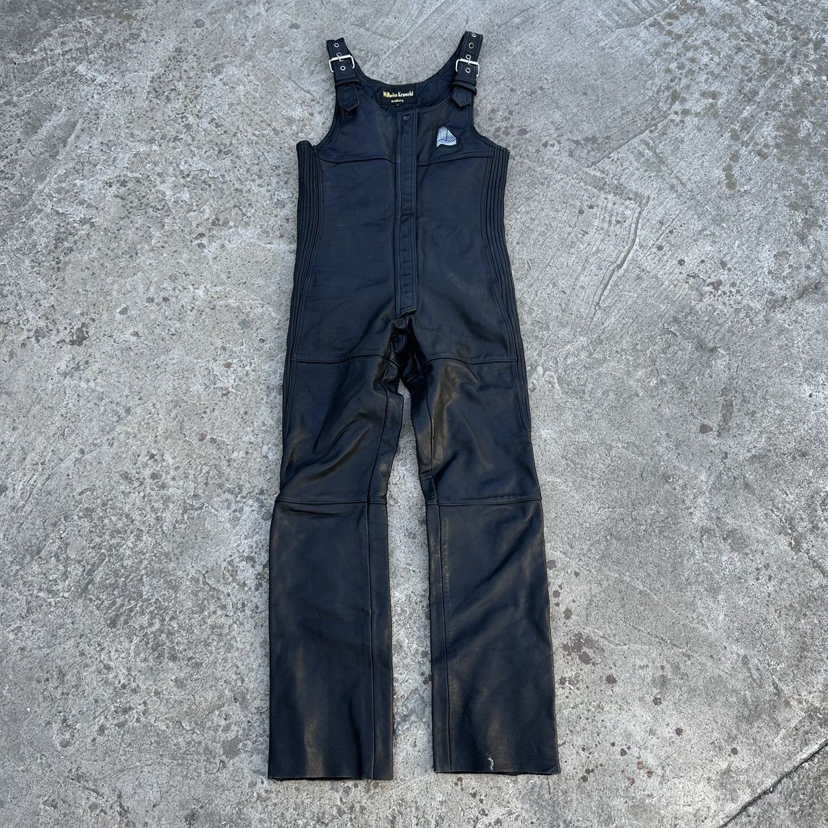 image of Moto Leather Pants Overalls Size 42 Y2K 00S in Black, Men's