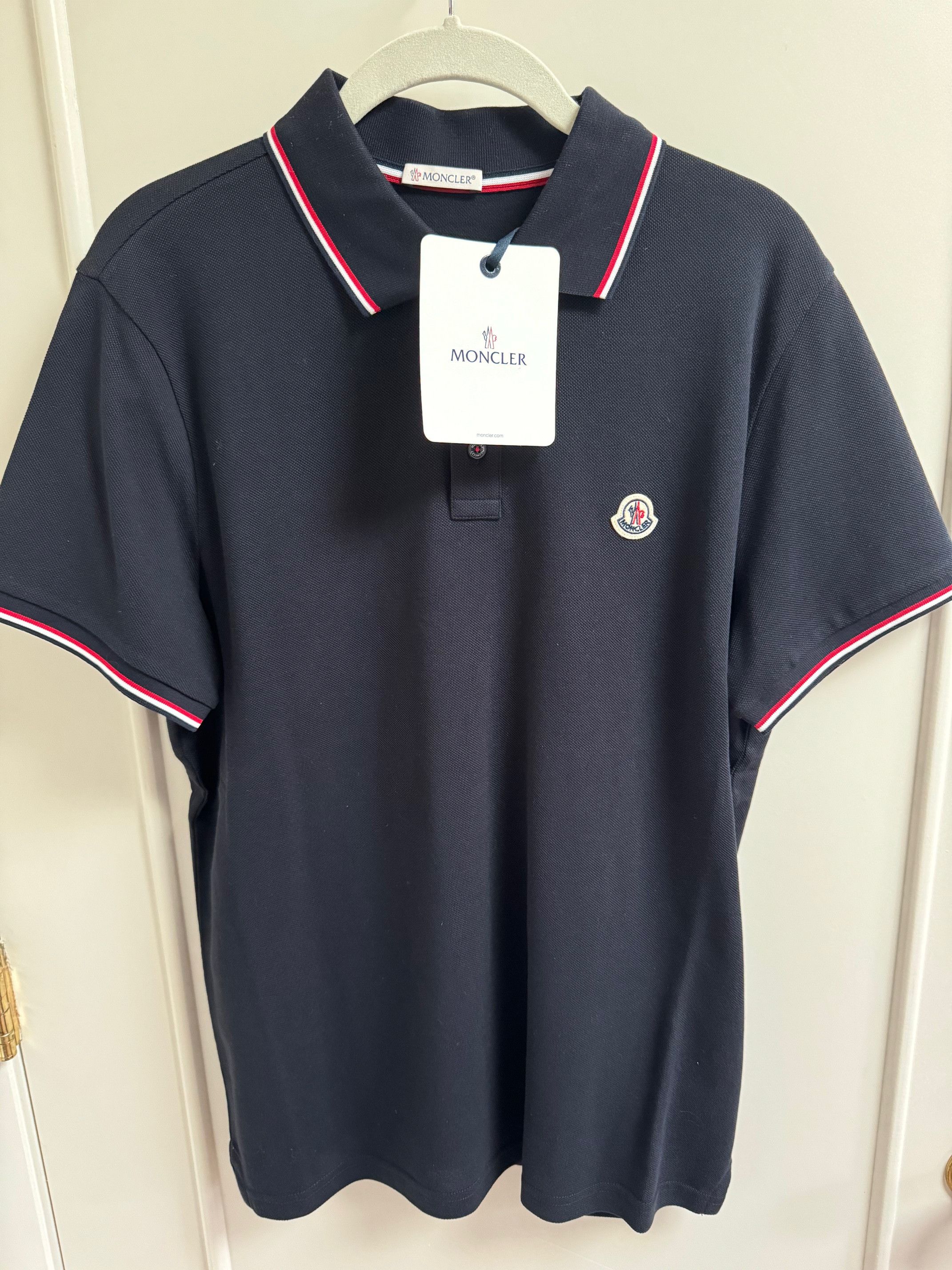 Moncler Moncler Tricolor-Trimmed Cotton Piquet Polo Size US L / EU 52-54 / 3 - 2 Thumbnail