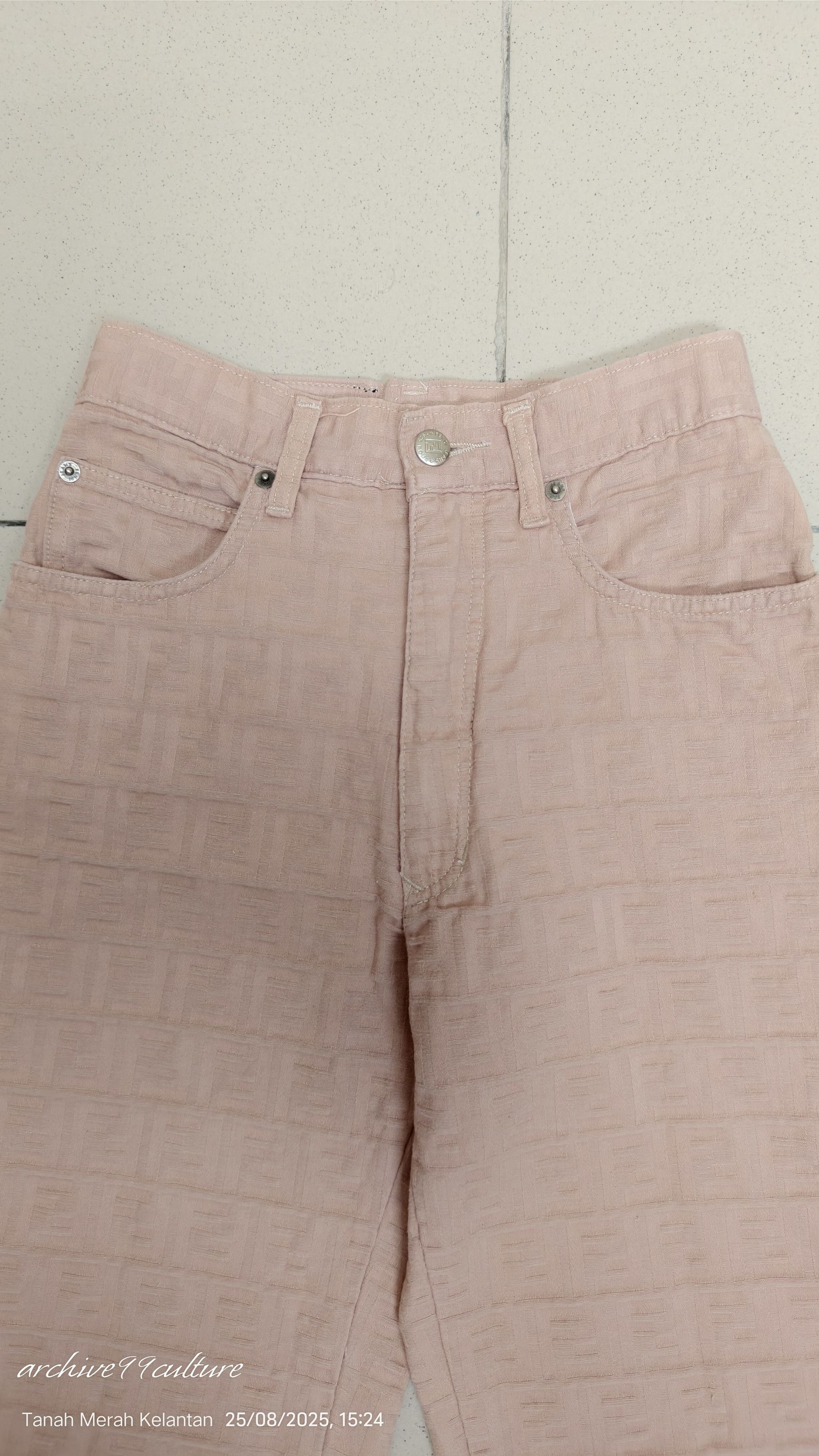Fendi Vintage 90s Fendi Zucca Monogram baby pink / nude jeans Size 26" / US 2 / IT 38 - 3 Thumbnail