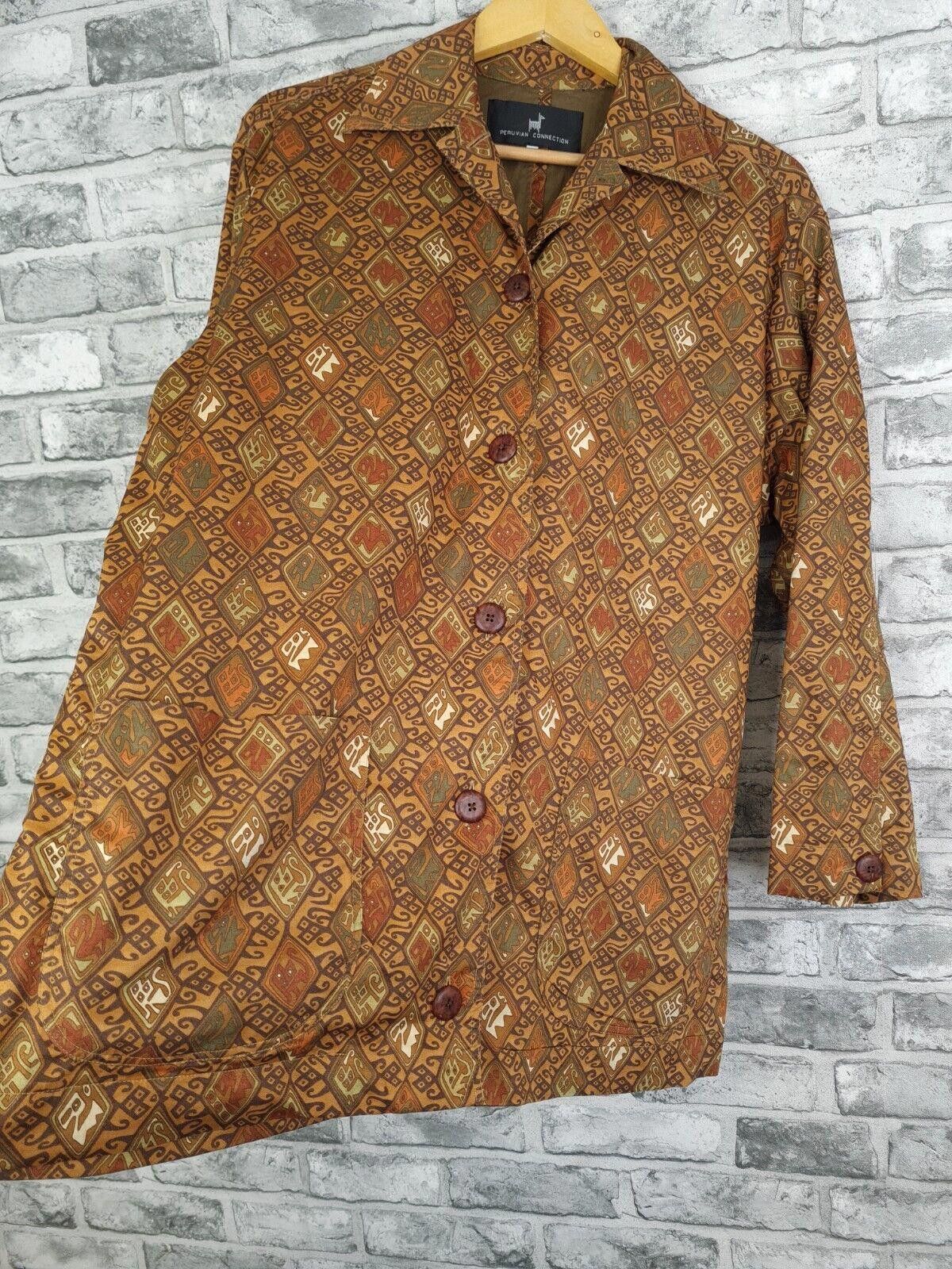 Designer Peruvian Connection Jacket Uk 16 18 Vtg Cotton Aztec Tribal Size L / US 10 / IT 46 - 6 Thumbnail