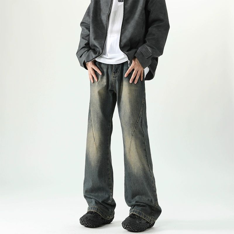 Vintage Men's Gradient-Wash Distressed Loose Straight Flared Jeans Size US 32 / EU 48 - 1 Thumbnail