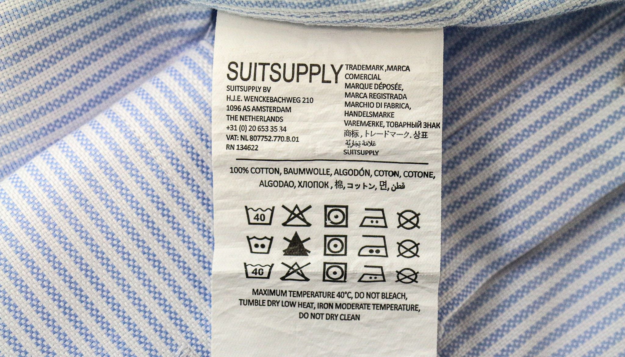 Suitsupply 35/13 1/2 Extra Slim Blue Striped Cotton Shirt 75982 Size 36R - 6 Thumbnail