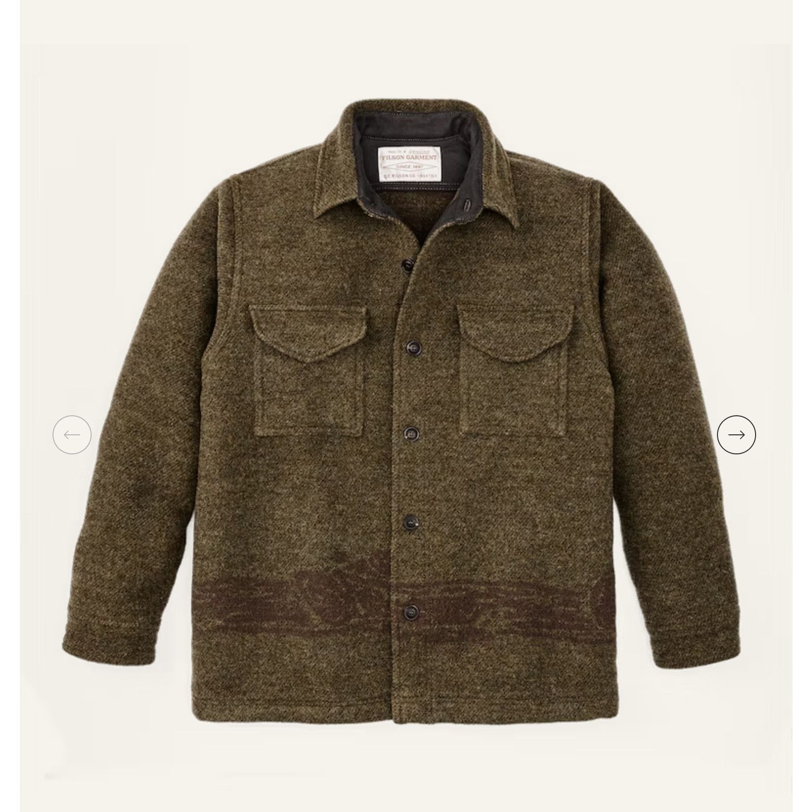 image of Filson Wool Jac-Shirt Jacquard Ccc - Xs in Brown, Men's