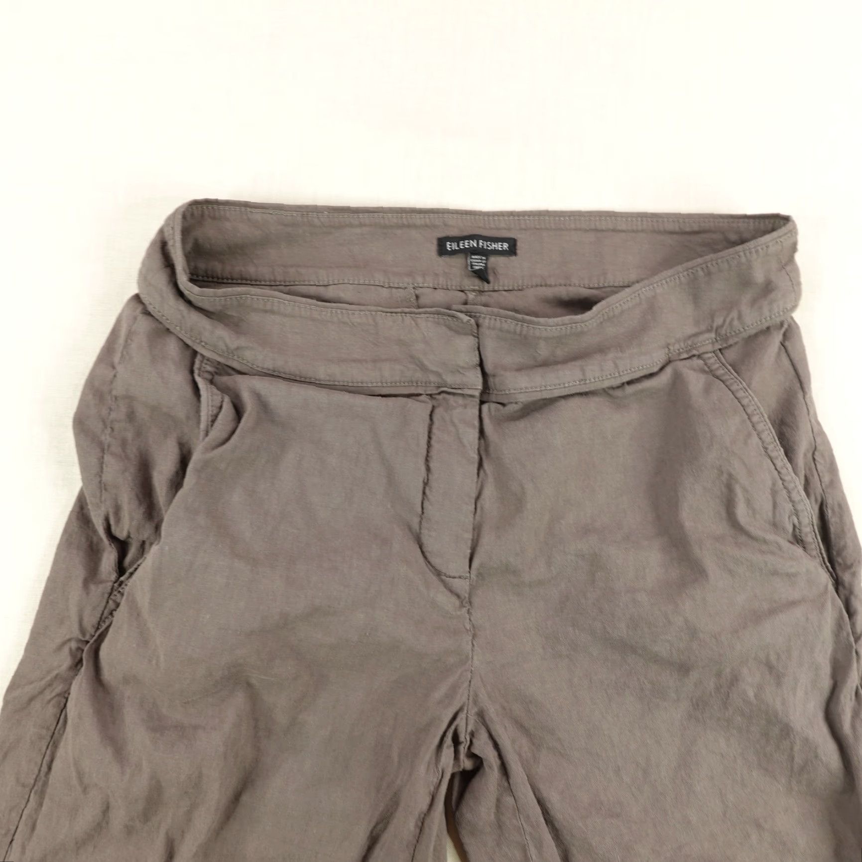 Eileen Fisher VINTAGE Eileen Fisher Shorts Womens 4 Gray Linen Blend Cropped Bermuda Casual Relax Wide-Leg Size 27" / US 4 / IT 40 - 2 Thumbnail