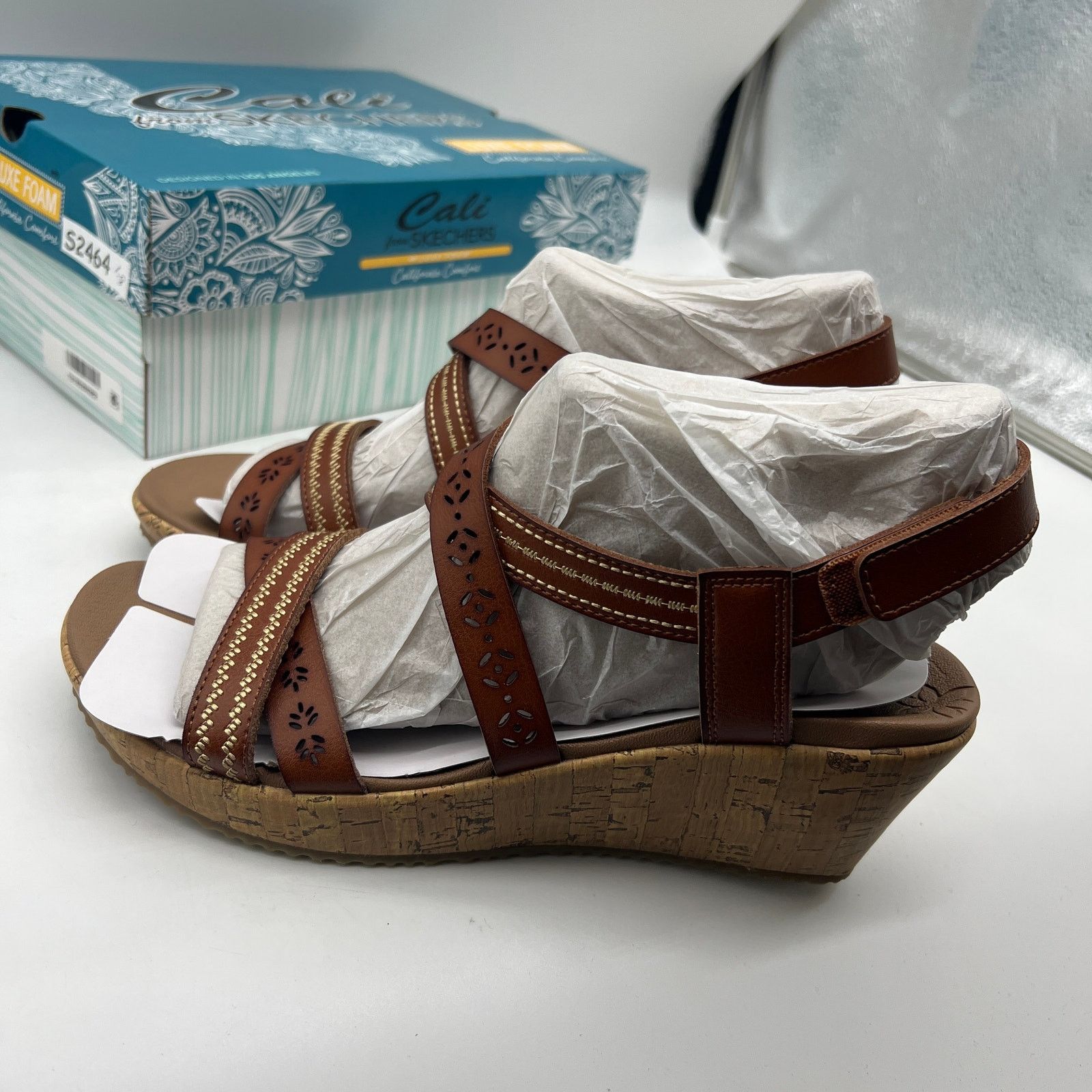 SKECHERS Skechers Beverlee Vegan Wedge Strappy Sandals Brown Size 10 Size US 10 / IT 40 - 2 Thumbnail