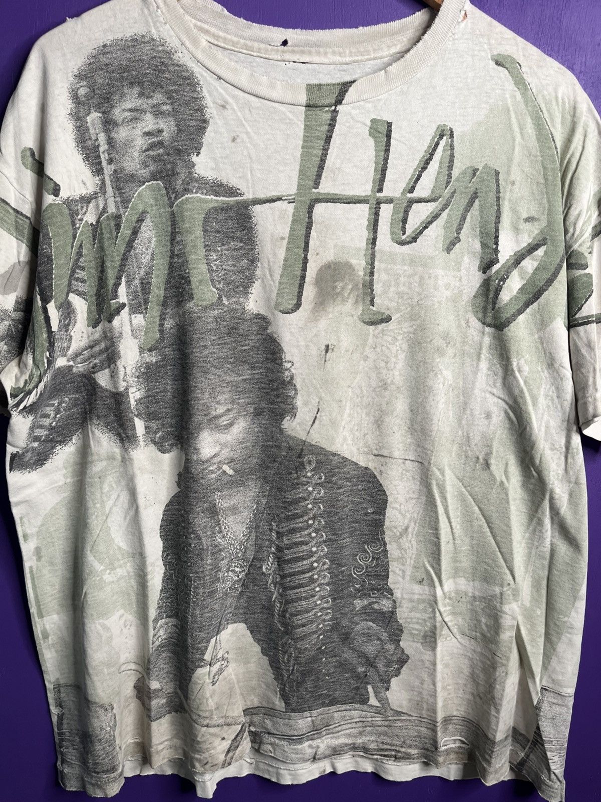Band Tees × Vintage Vintage 90s Jimi Hendrix smoking AOP t-shirt Size US XL / EU 56 / 4 - 3 Thumbnail
