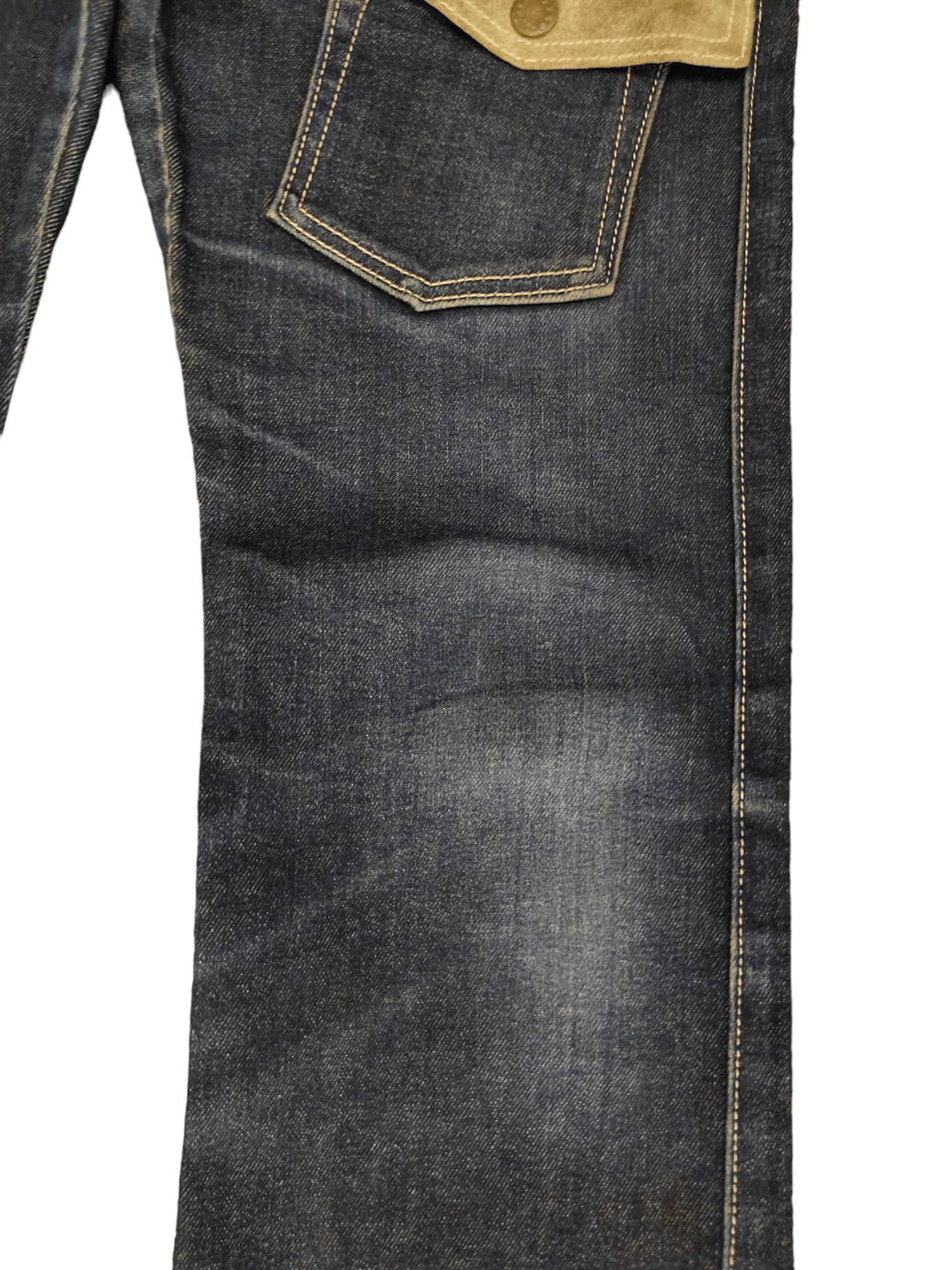 If Six Was Nine Flare Jeans Body Butter Japan Leather Trim Denim Bootcut Y2k Size US 31 - 6 Thumbnail
