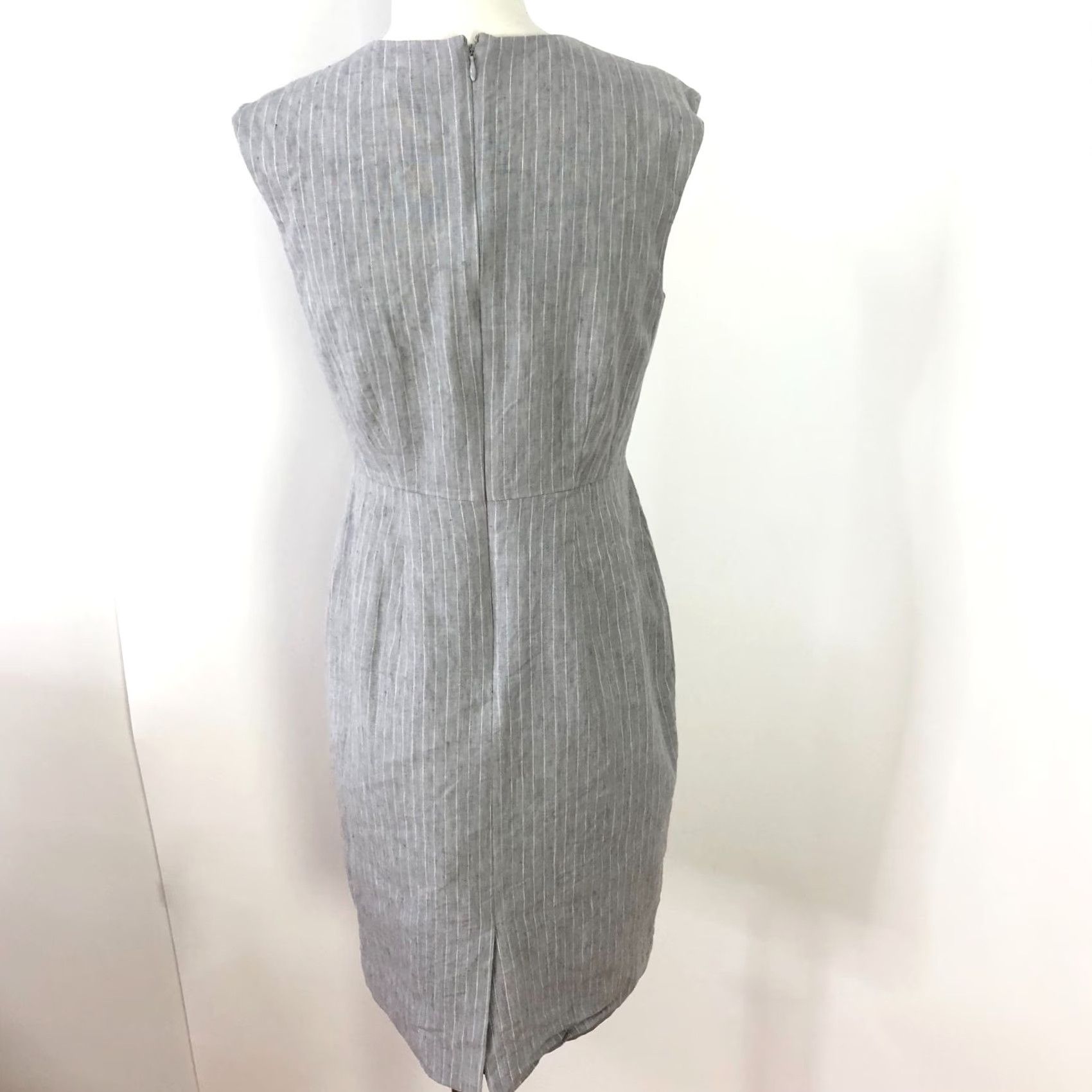 Talbots Talbots Linen Blend Square Neck Sleeveless Striped Above Knee Dress Gray 2 Mint Womens Sleeveless Casual Knee Length Vintage? (No) Size XS / US 0-2 / IT 36-38 - 3 Thumbnail