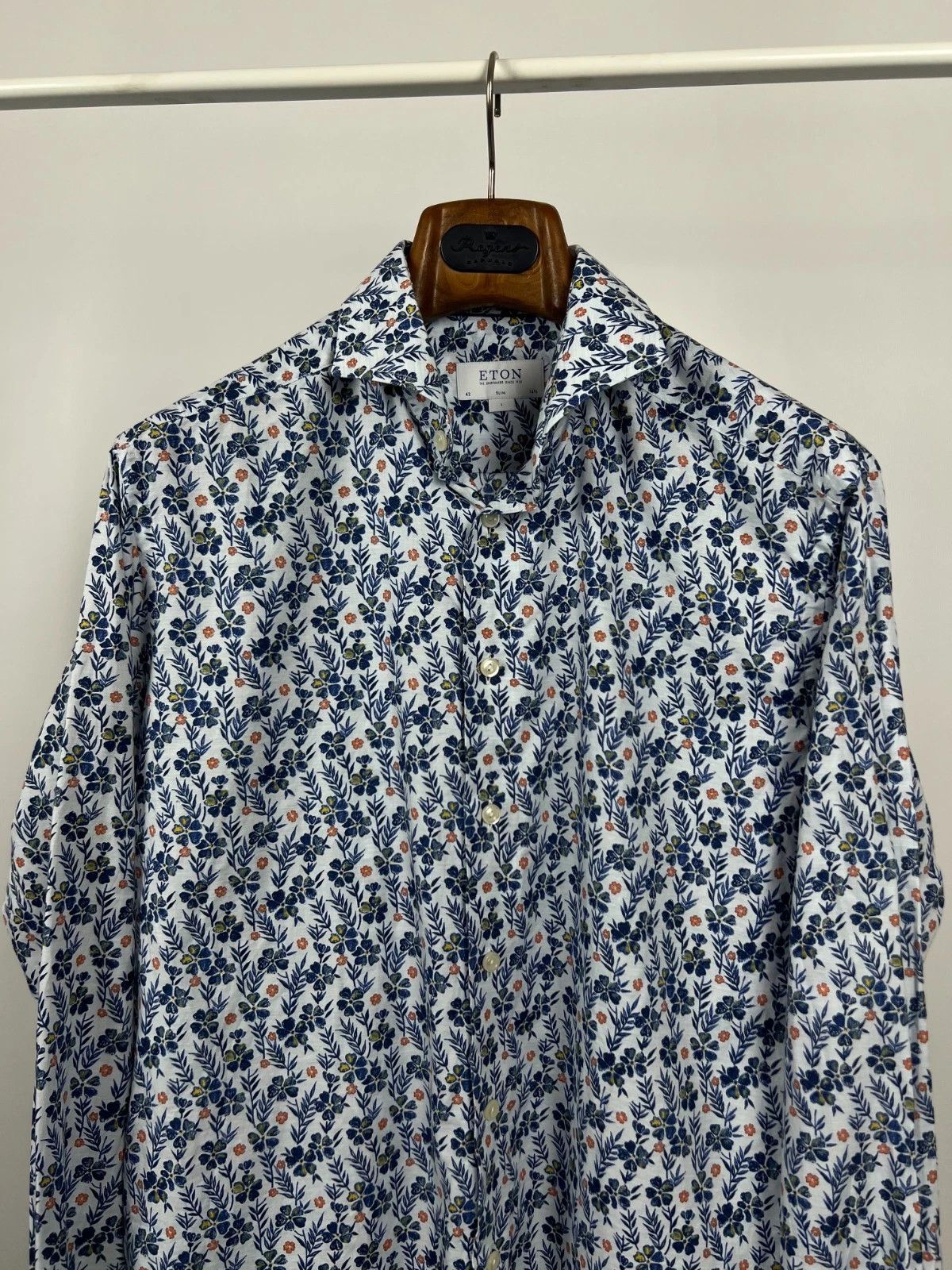 Eton Eton Floral Printed Button Up Long Sleeve Slim Shirt Size US L / EU 52-54 / 3 - 6 Thumbnail