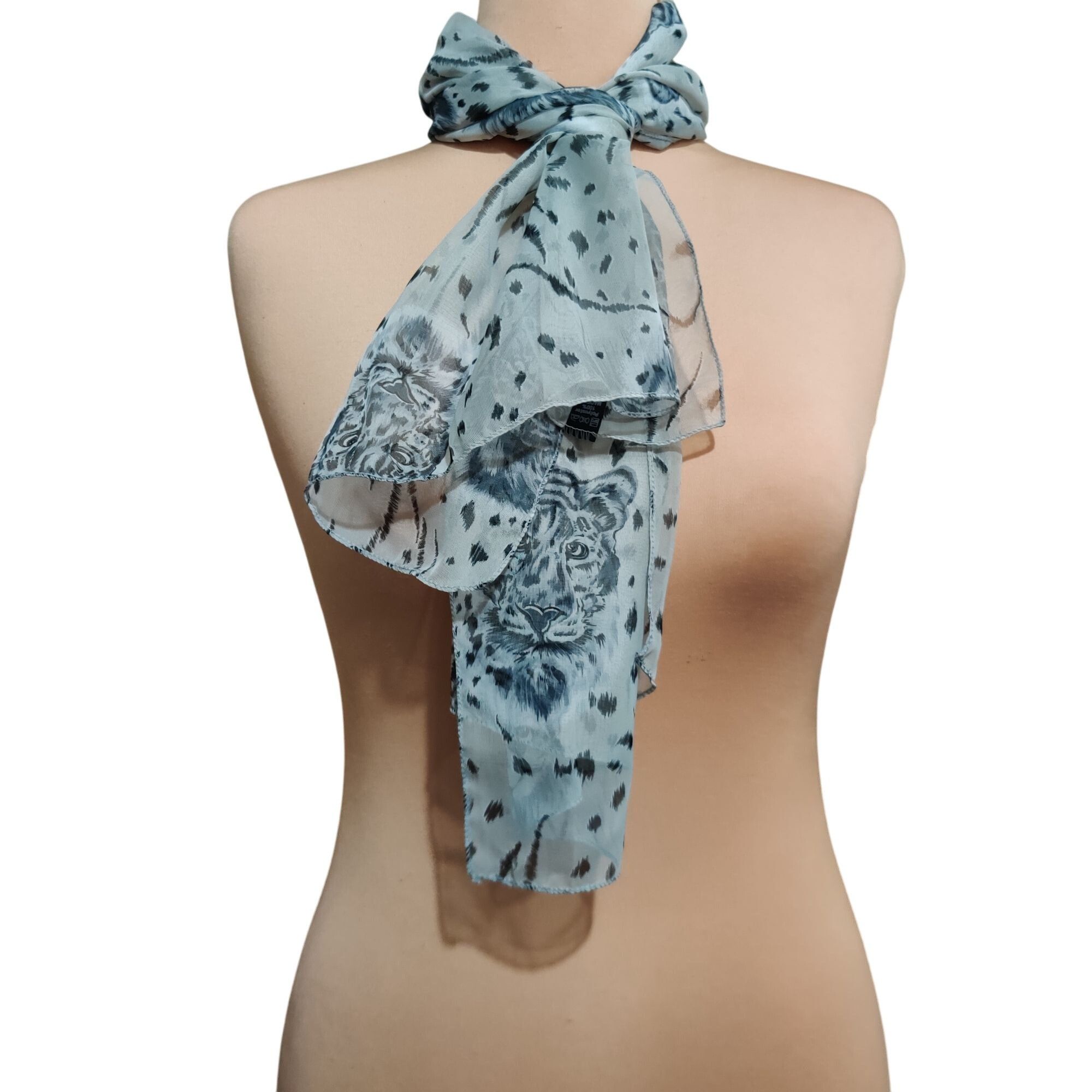 Other Sheer Gray Animal Print Scarf Lightweight Lion Leopard Graph Size ONE SIZE - 1 Thumbnail