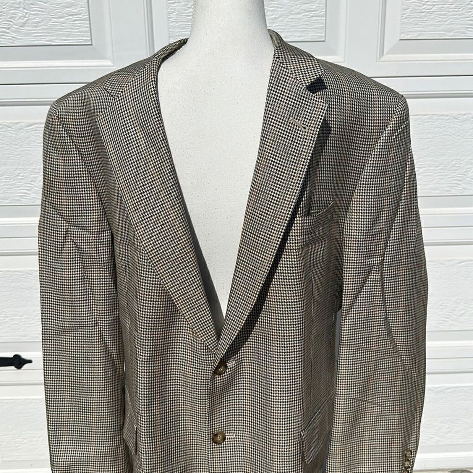 Burberry Burberrys Houndstooth 42R Plaid Blazer Vintage 90s Y2K Size 42R - 6 Thumbnail