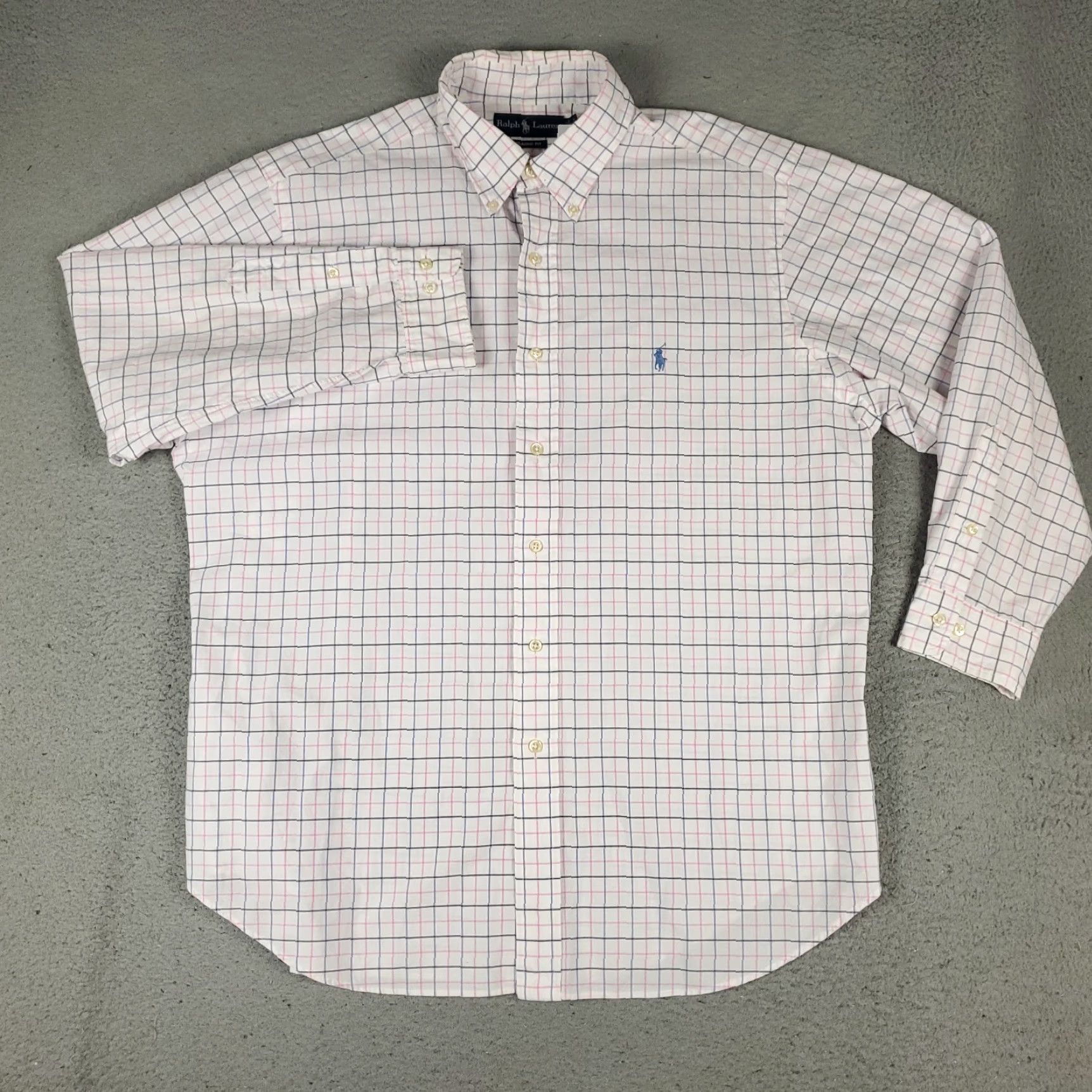 Ralph Lauren Ralph Lauren Shirt Mens 17 White Pink Blue Check Dress Button Up Long Sleeve Size 46R - 3 Thumbnail