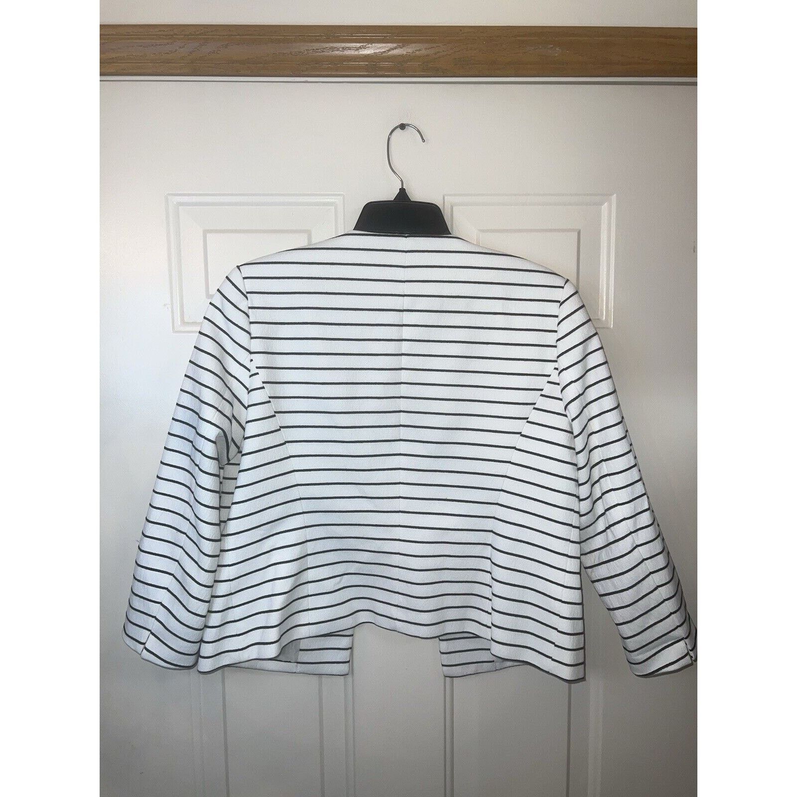 The Unbranded Brand Kasper Open-Front Blazer Jacket Women's Size 8 White Striped Size M / US 6-8 / IT 42-44 - 9 Thumbnail
