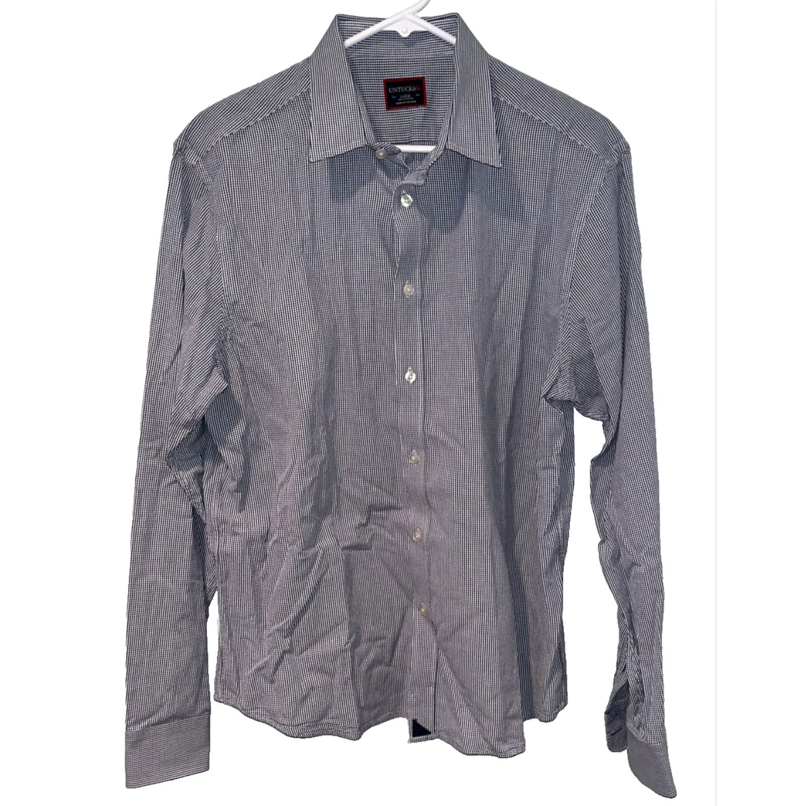 UNTUCKit UNTUCKit L Blue Check Button Up Shirt Long Sleeve Casual Size US L / EU 52-54 / 3 - 7 Thumbnail