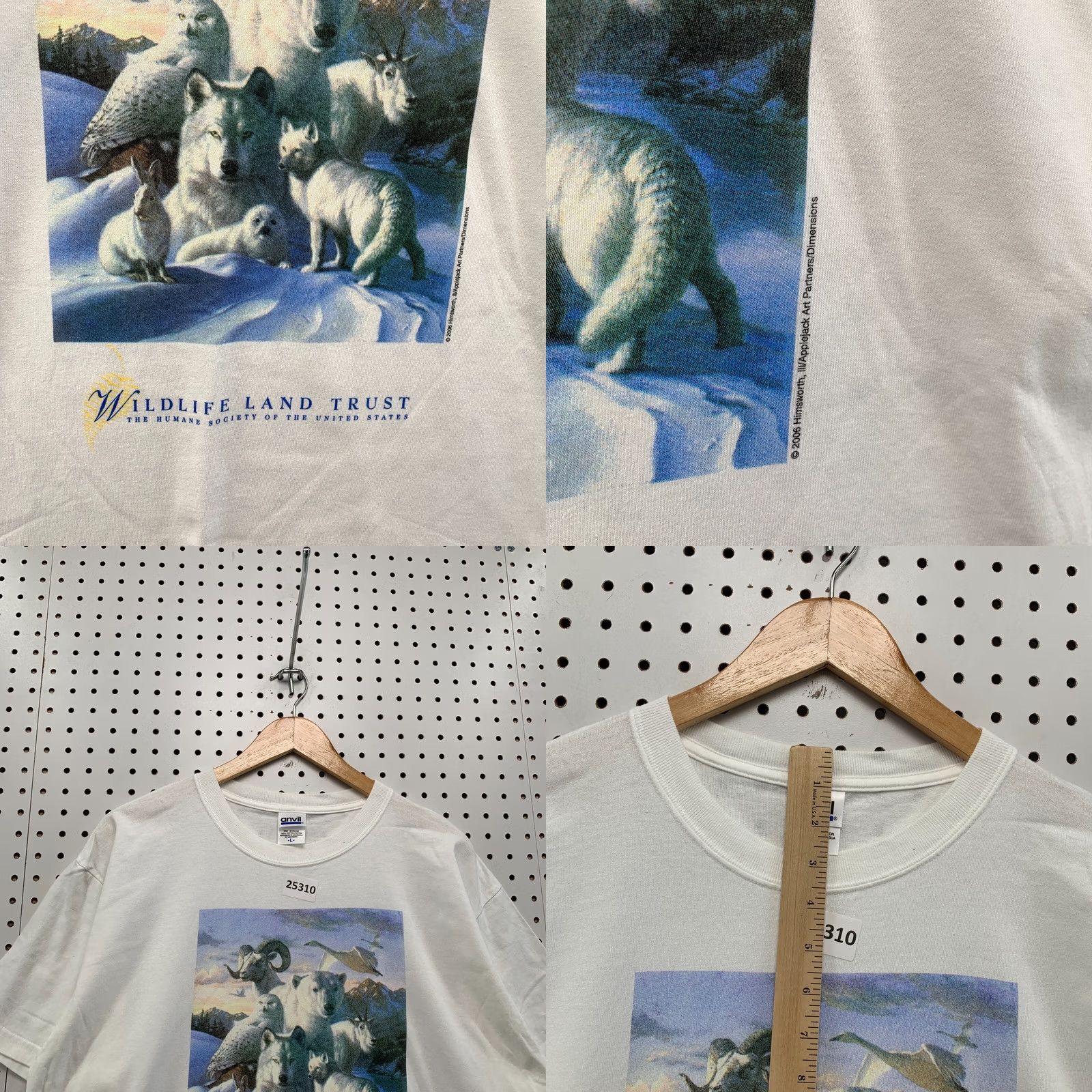 Anvil VINTAGE Nature Animal Shirt White Wolves Wild Life Land Trust Tee Large Unisex Adults Size US L / EU 52-54 / 3 - 8 Thumbnail