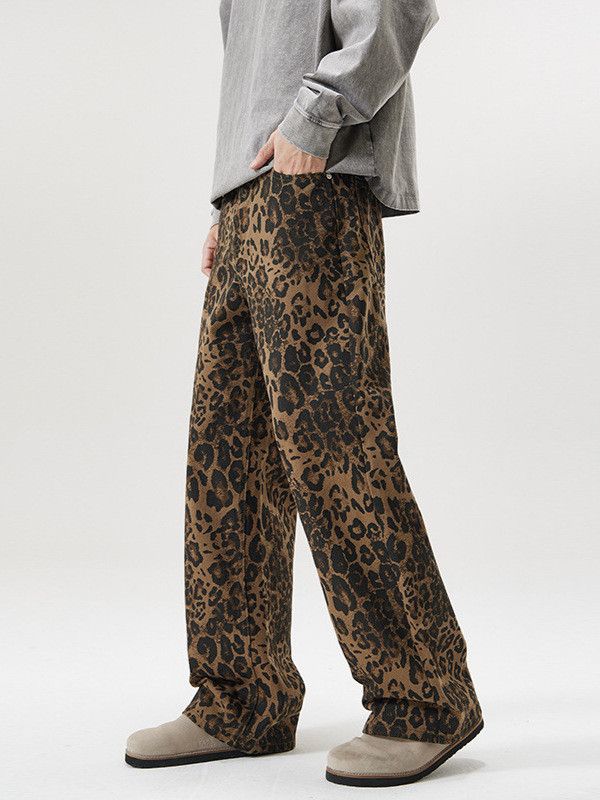 Japanese Brand American retro men's straight leg loose leopard print jeans Size US 32 / EU 48 - 3 Thumbnail