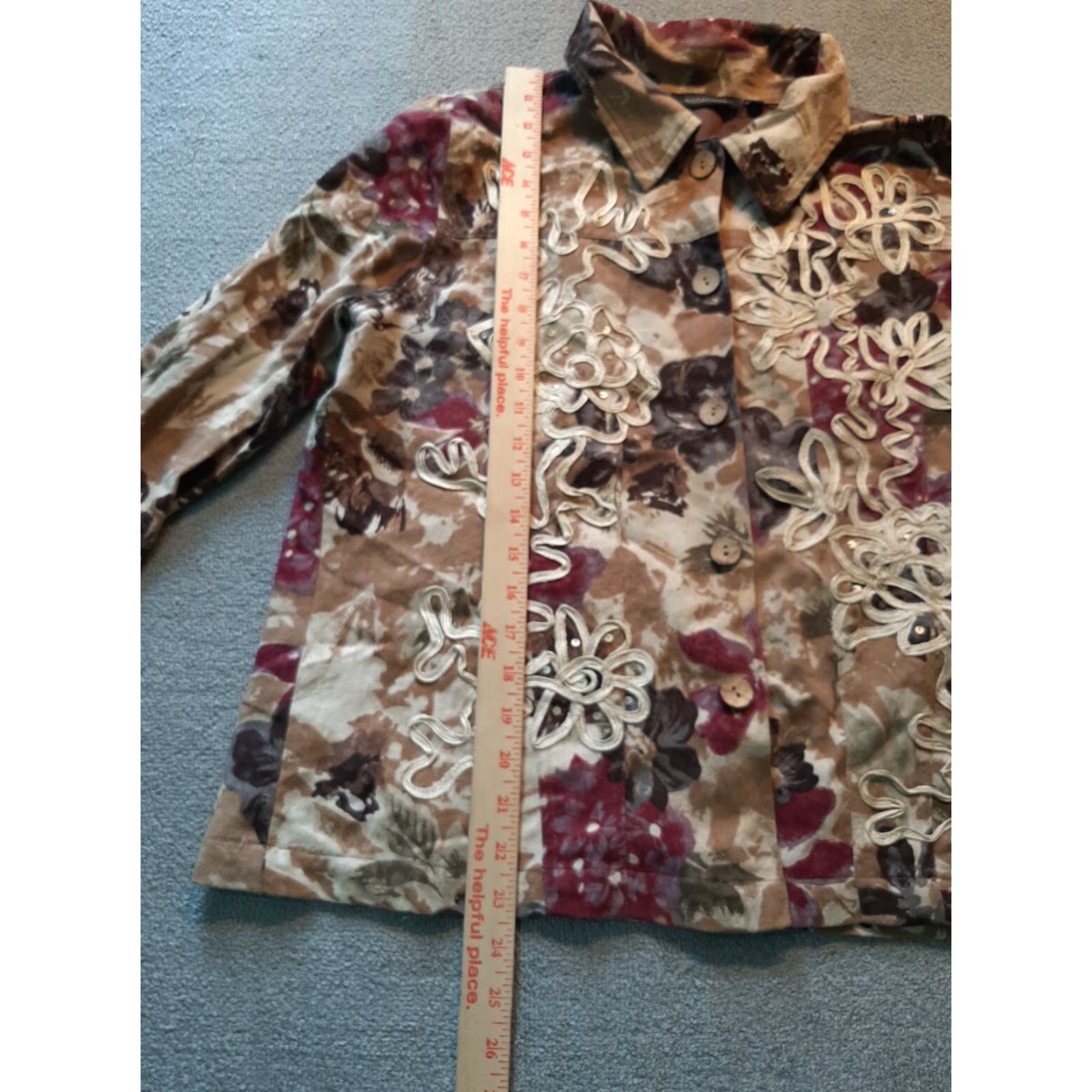 Vintage Notations Womans Jacket Button Up Medium M Collar Sequins Long Sleeve Jacket Size M / US 6-8 / IT 42-44 - 5 Thumbnail