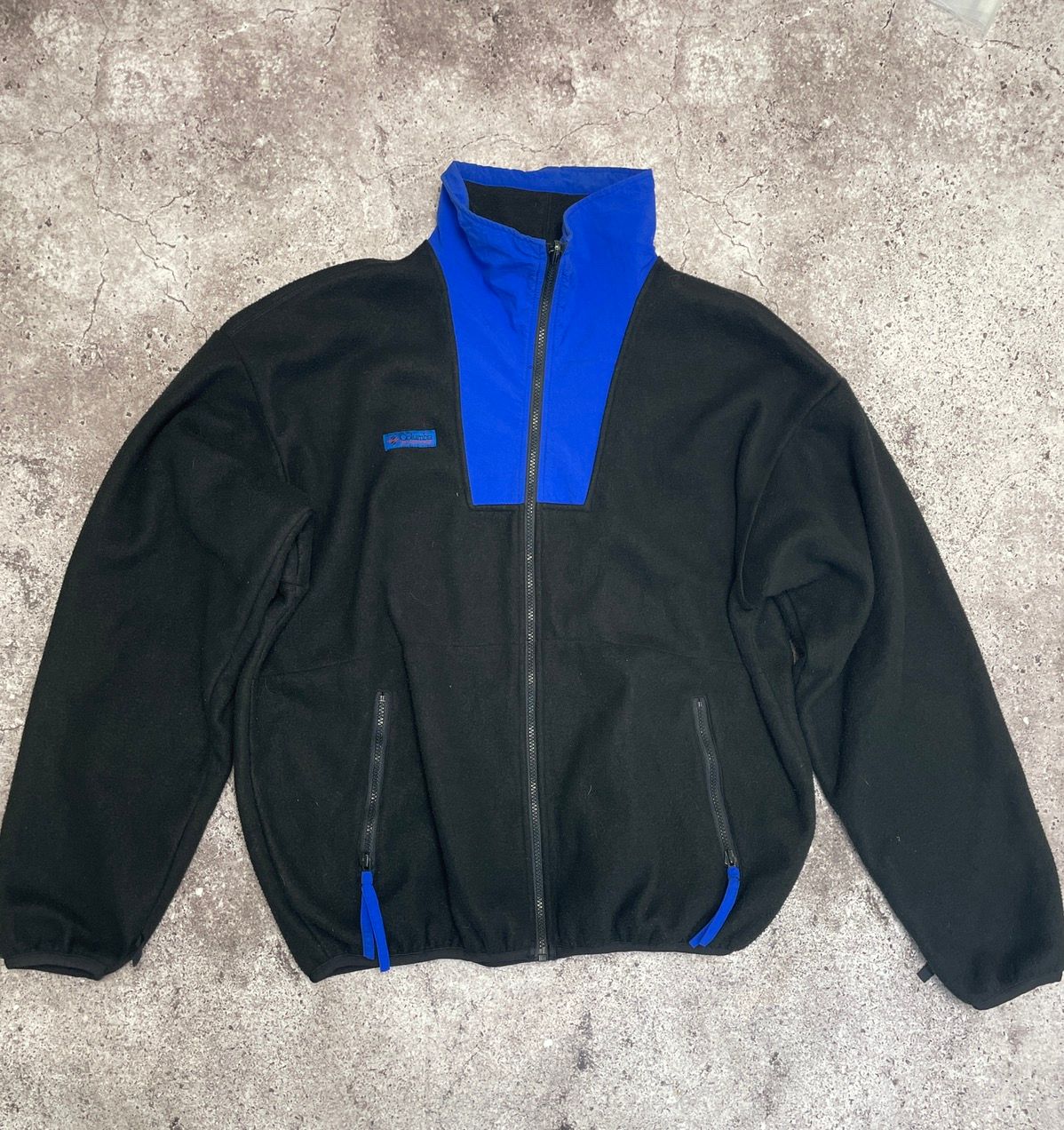 Pre-owned Columbia X Vintage Columbia Vintage Zip Drill Light Jacket Fleece Sweatshirt In Black