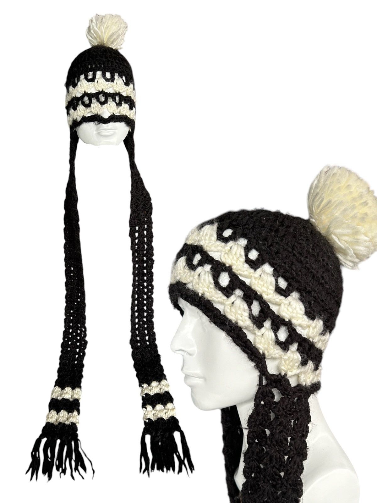 Japanese Brand × Kapital × Vintage Crochet Knitted Handmade hairy Rare Beanie Hats ☠️☠️ Size ONE SIZE - 1 Thumbnail